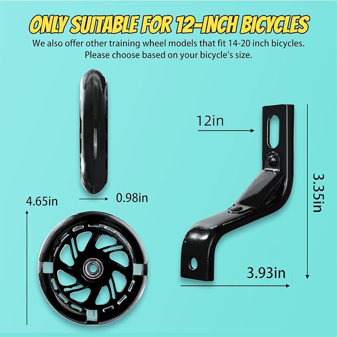 Ruedas de entrenamiento PRUNUS para bicicleta 12 pulgadas miniatura 4