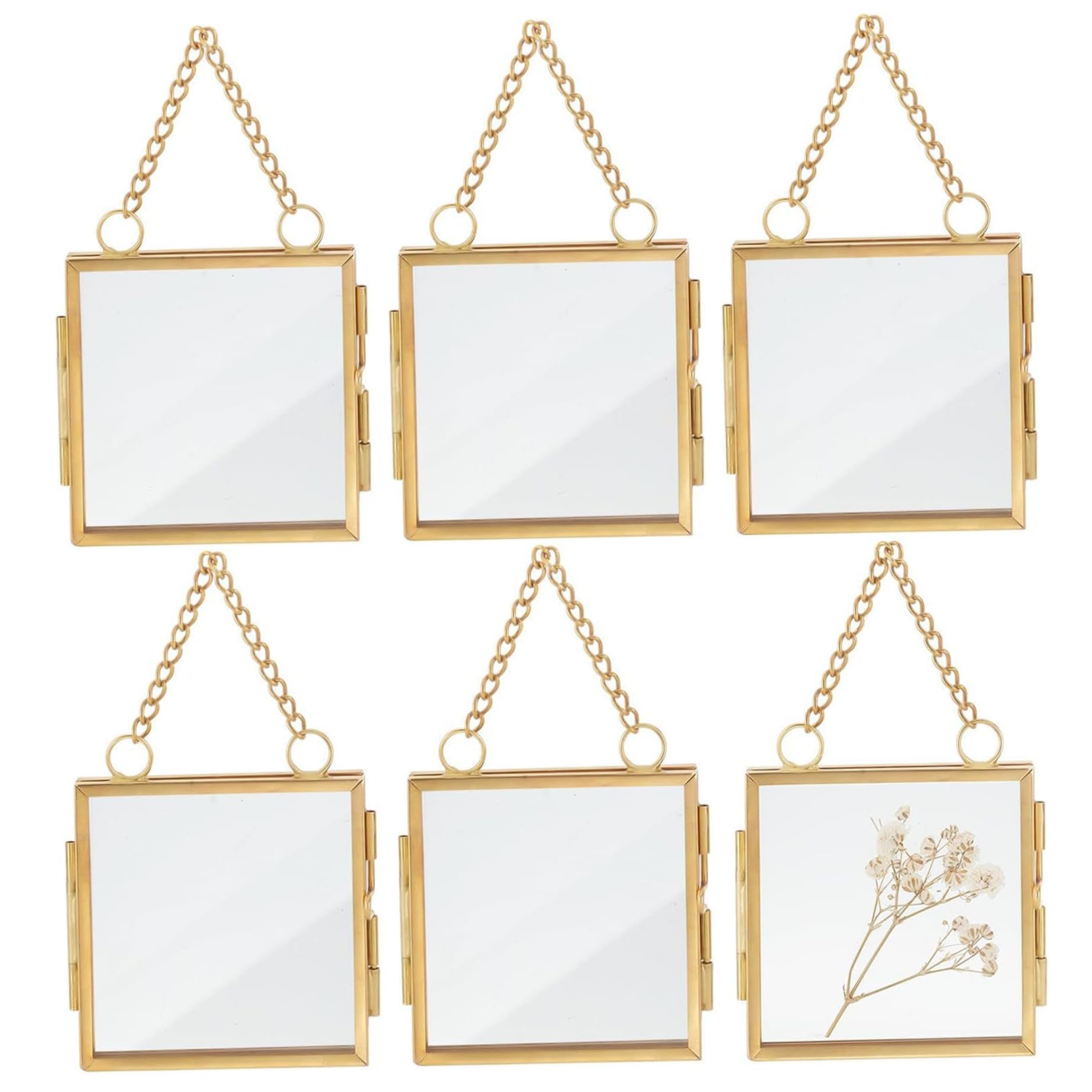 Mini cadre en verre double et finitions métalliques dorées pour art