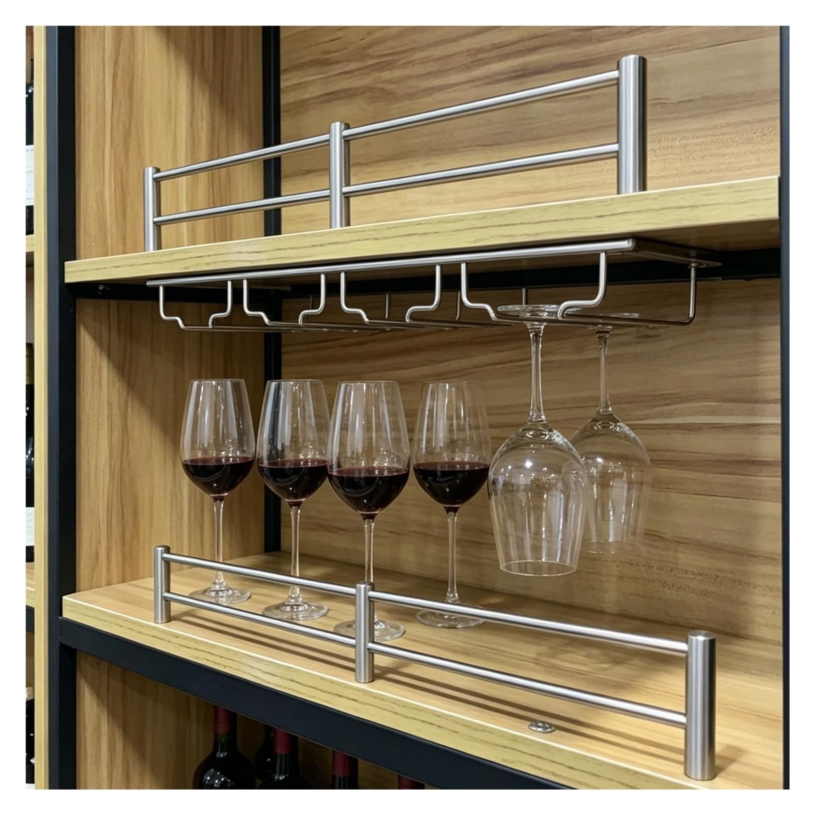 Vyrata Women's H-8Cm/3In Metal Shelf Rail For Wood Shelves, 35 45 55 65 75 85 95Cm Anti-Fall Guard Fence, For Kitchen Decorative Shelf Guard Rails(L-21.7 In/55Cm)