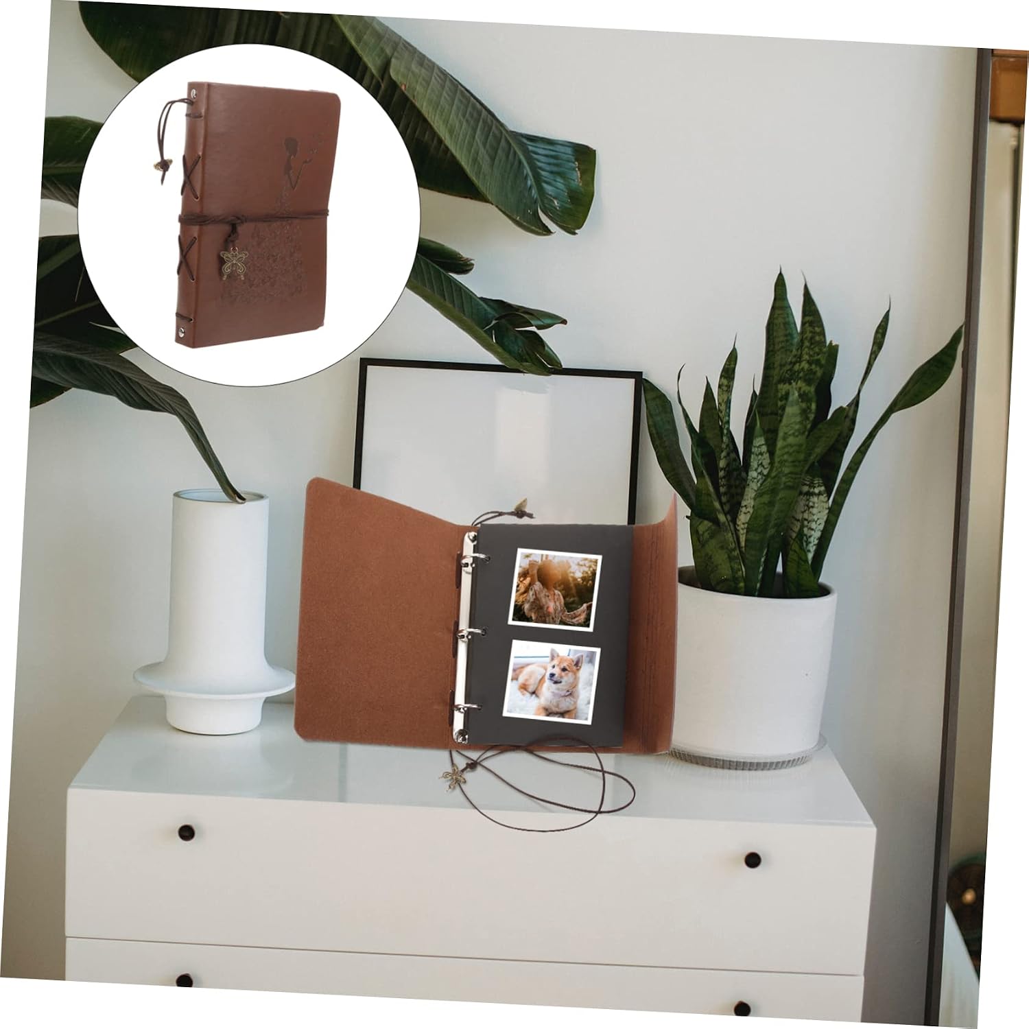 HEALLILY Retro Photo Album Vintage Pu Leather Diy Scrapbook Kit Aesthetic Scrapbook