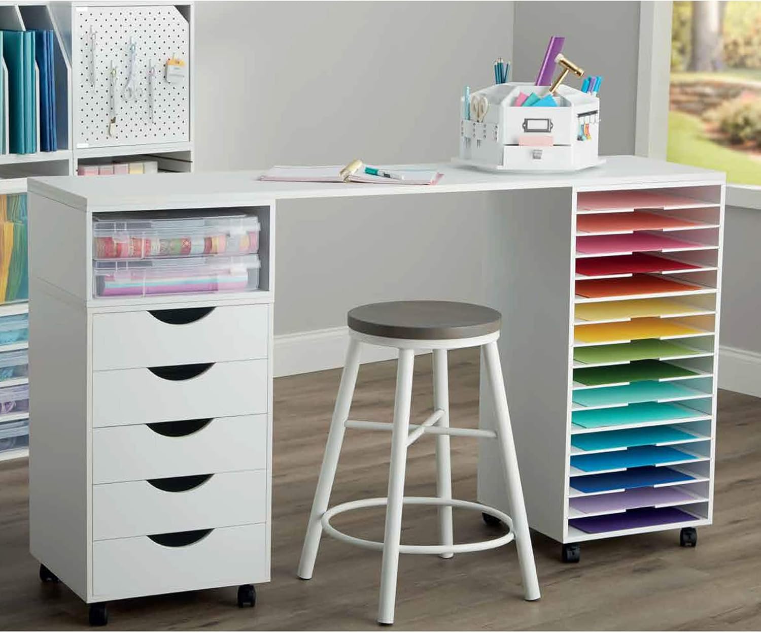 Simply Tidy White Modular Mobile Chest Multi-Functional Storage Cart for Home, Office, and Kitchen - 1 Pack