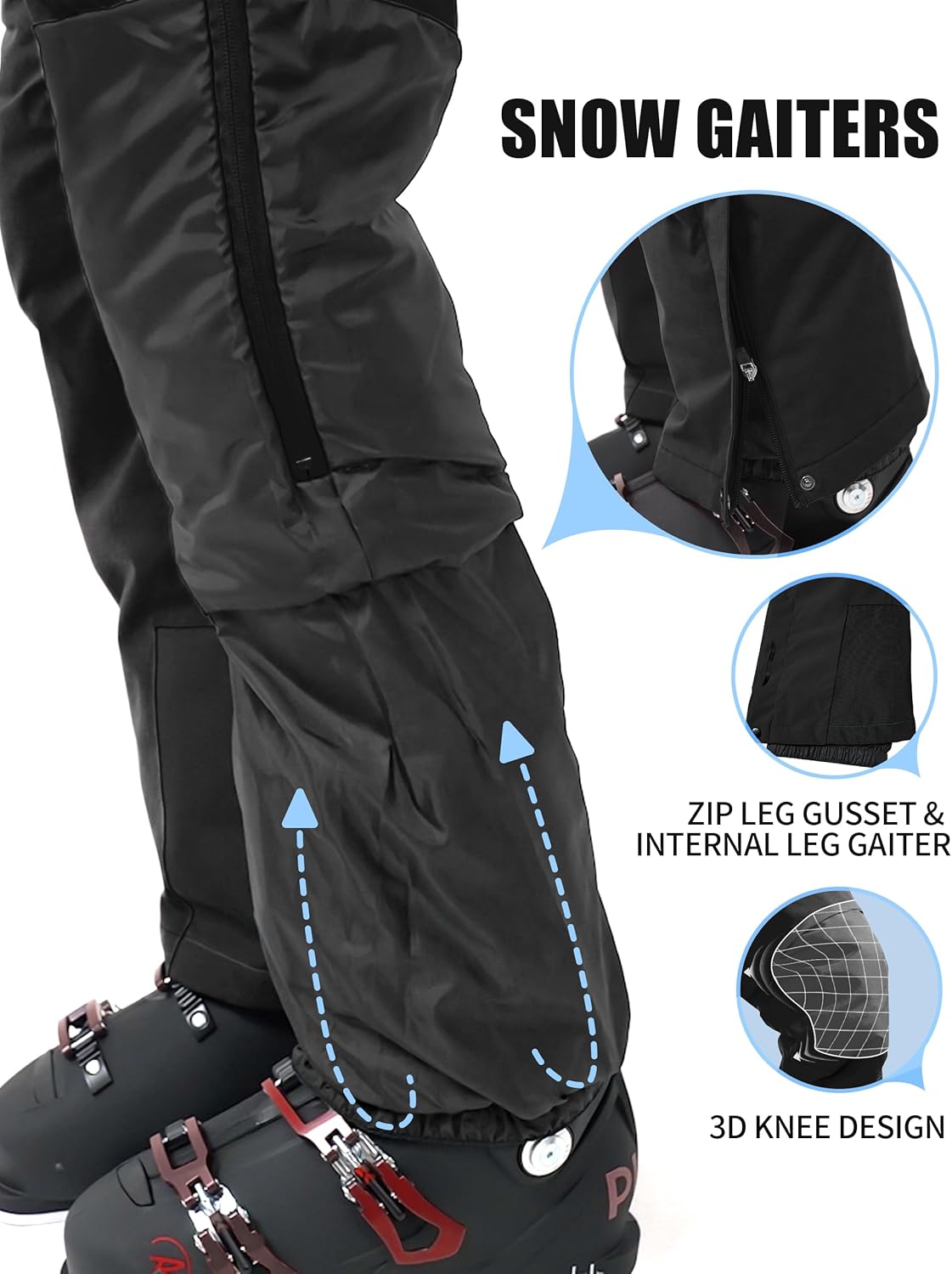 Pioneer Camp Women's Snow Pants Ski Bibs Waterproof Insulated Snowboard Overalls Winter Cargo Hiking Pants with Suspenders - Image 6