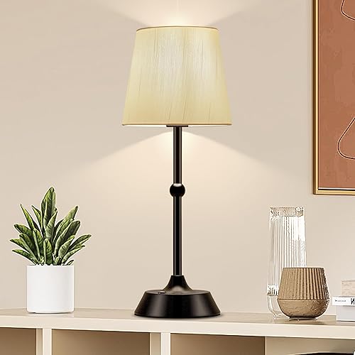 Miniatura 2 de Lámpara de mesa LED inalámbrica, recargable de 6000 mA, lámpara de escritorio negra portátil, lámpara de mesa con control táctil regulable, para