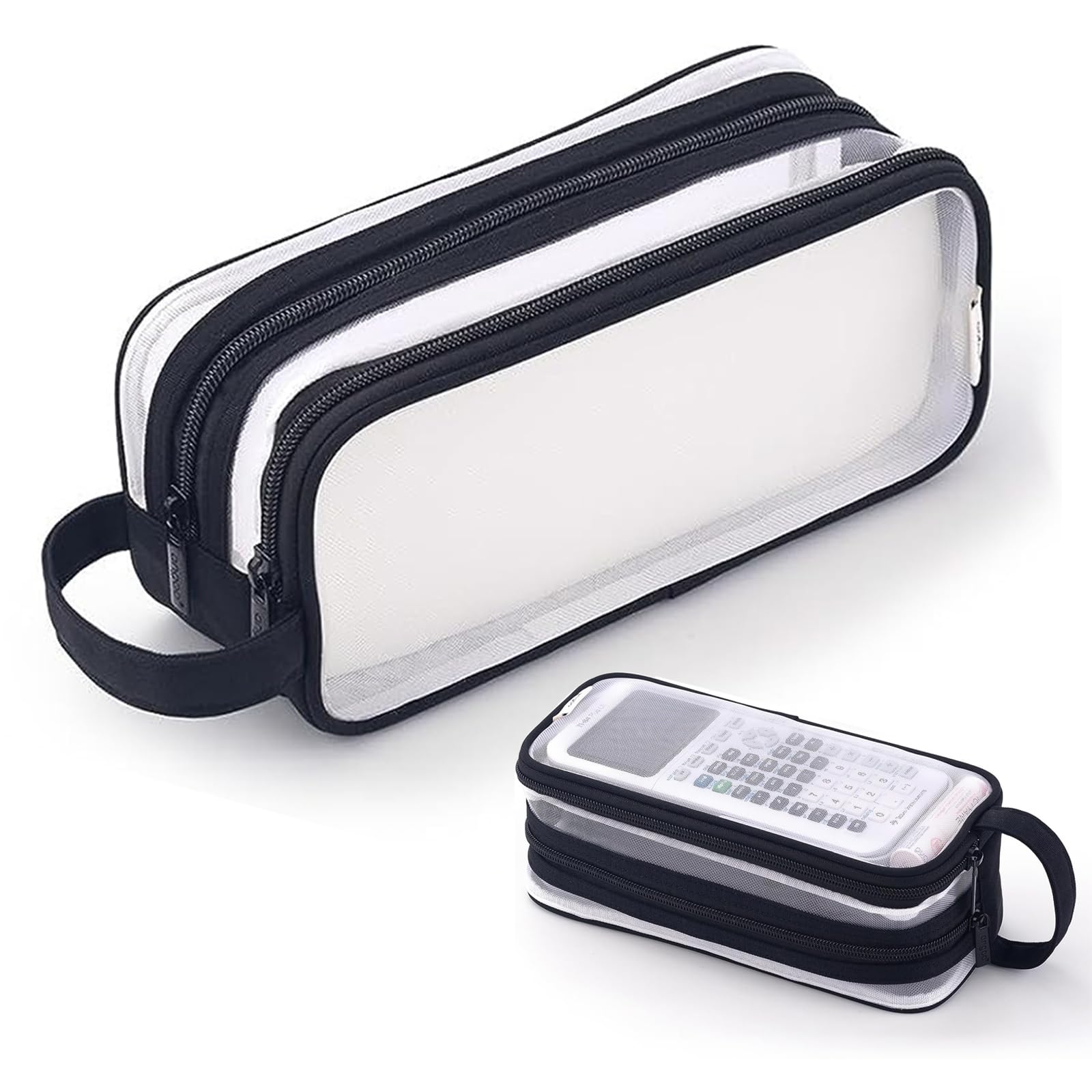 X SIM FITNESSX Estuche transparente para adolescentes, estuche grande, estuche escolar, estuche grande, para oficina, adultos, transparente, Negro , Mochila para niños