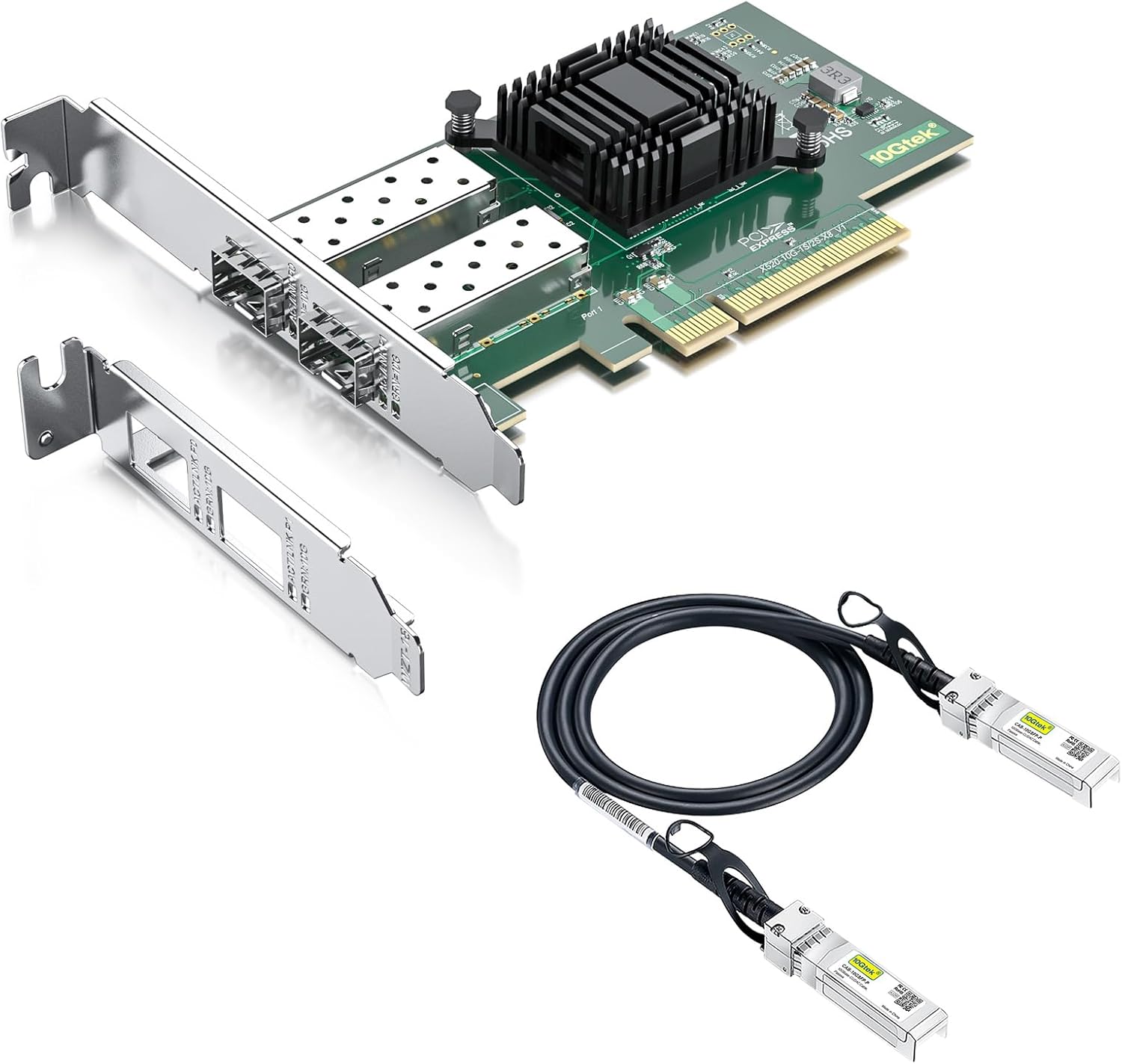 1 Pack of 10Gb PCI-E NIC Network Card and 1 Pack of 1 Meter(3.3ft) SFP+ DAC Twinax Cable, Passive, Compatible with Mikrotik S+DA0001,