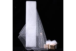 54"x10 Yards White Glitter Tulle Fabric Rolls