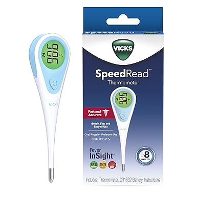 Vicks SpeedRead Digital Thermometer for Baby, Kids & Adults, Color-Coded Readings, Oral, Baby Rectal Thermometer or Under The Arm, Water Resistant Vicks SpeedRead Digital Thermometer for Baby, Kids & Adults, Color-Coded Readings, Oral, Baby Rectal Thermometer or Under The Arm, Water Resistant