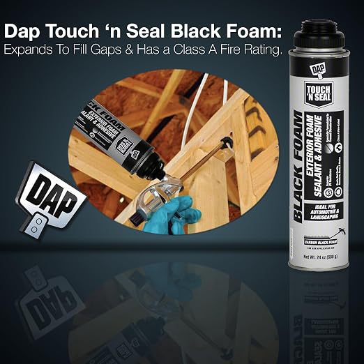 DAP Touch N Seal Espuma de Poliuretano Negra en Spray para RV, Estanque, Cascada y Paisajismo - Resistente UV, Clasificación de Fuego Clase A, Adhesivo Impermeable con Guantes AWF PRO (Pack de 12) miniatura 6