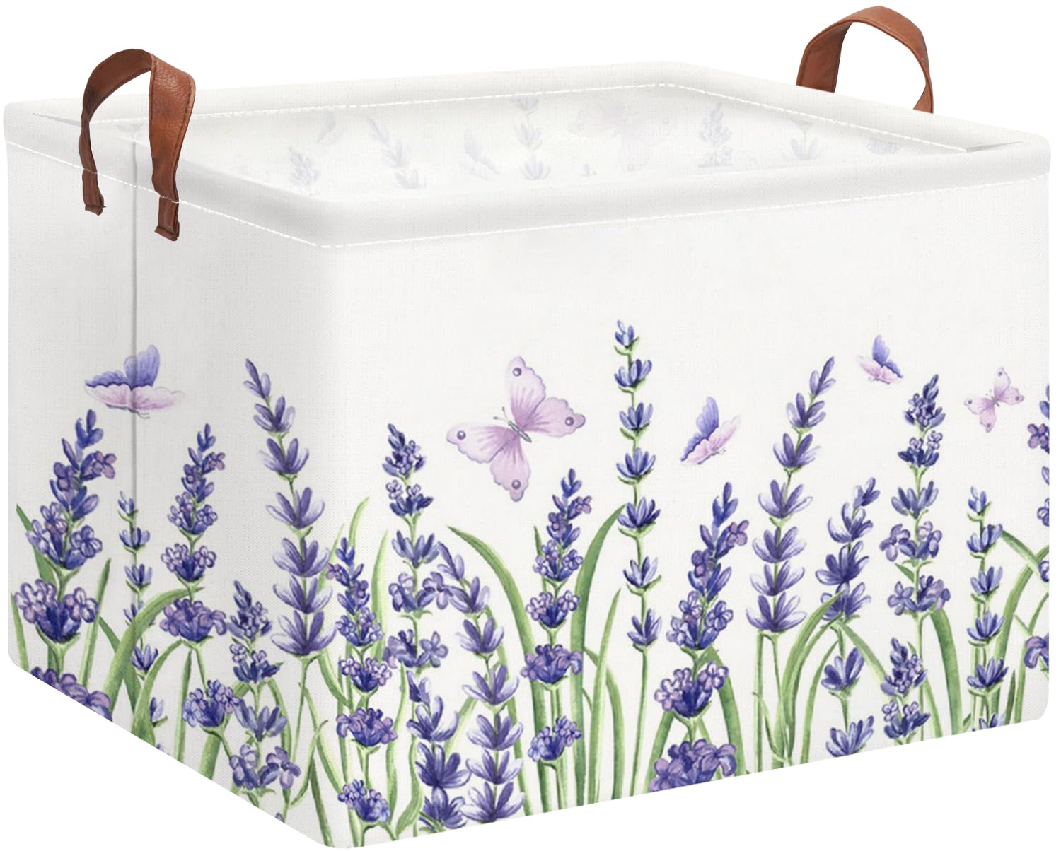 Rectangle Storage Basket with Handles,Collapsible Storage Bin,Books Box,Gift Basket(Lavender)