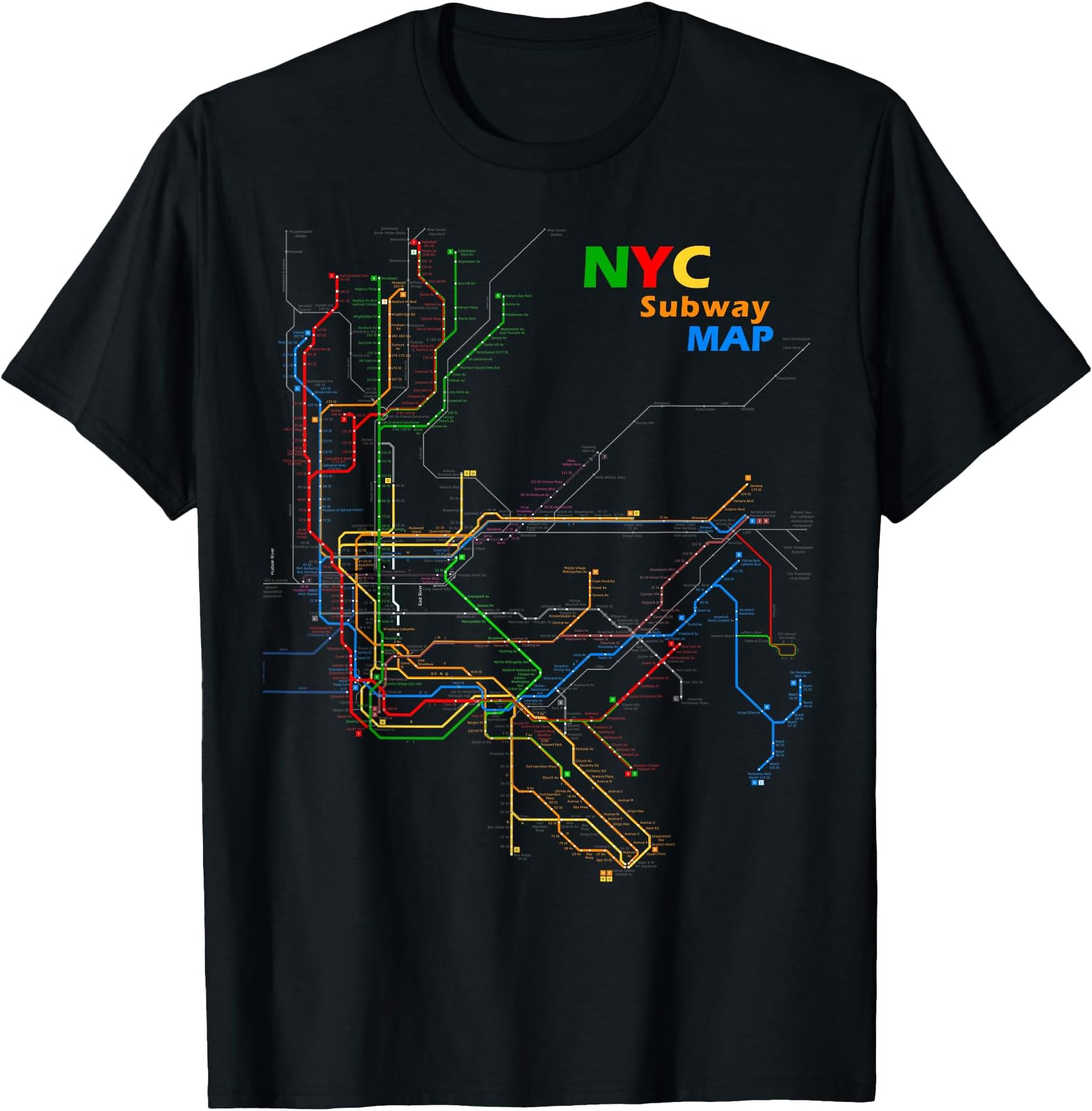 New York City Subway Map NYC Lines Transit for Men Women T-Shirt