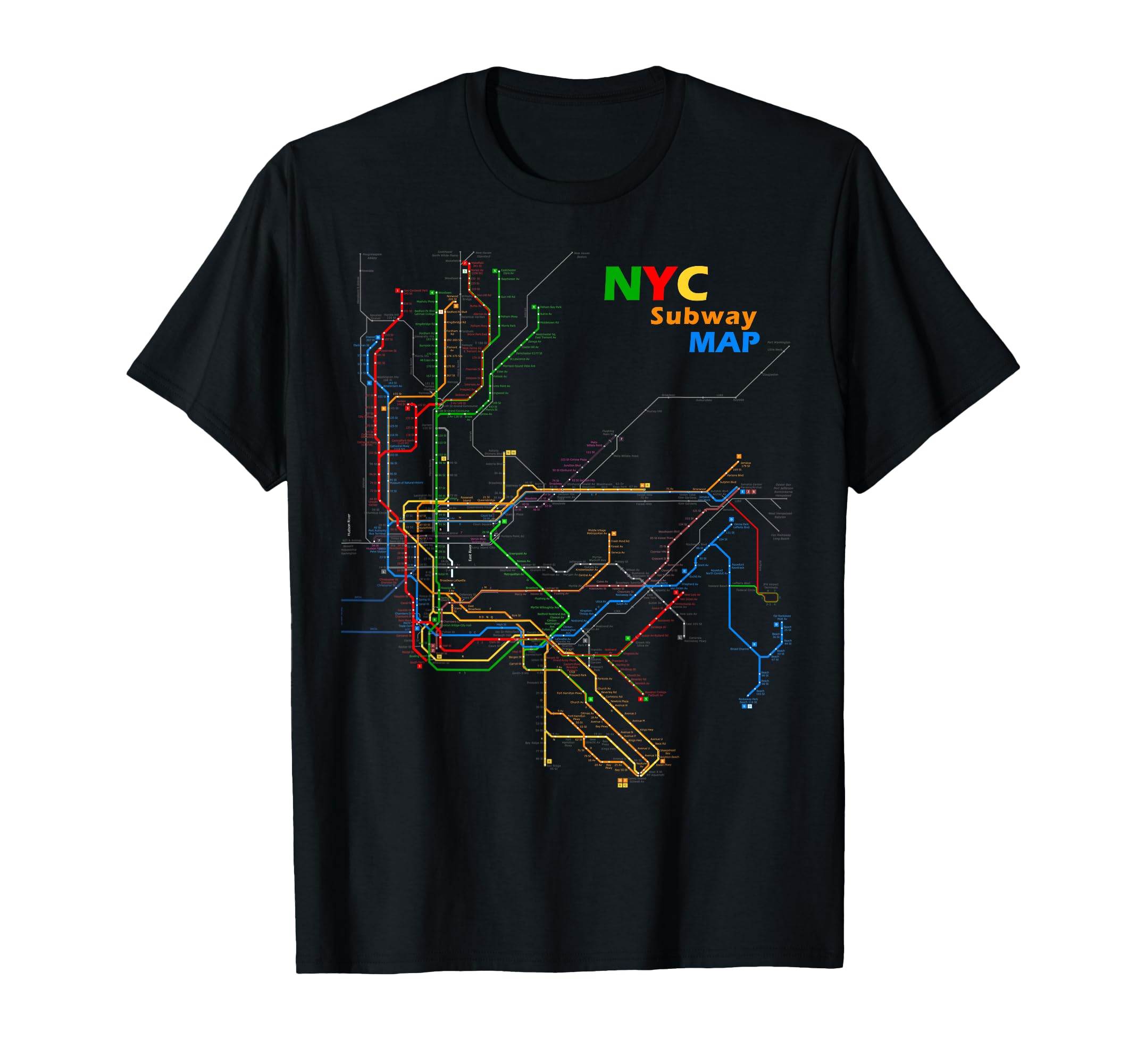 New York City Subway Map NYC Lines Transit for Men Women T-Shirt
