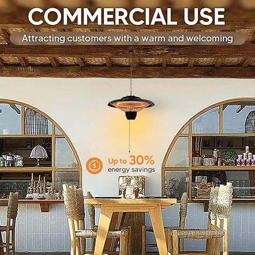 Miniatura 4 de Calentador de patio al aire libre, calentador eléctrico colgante de patio de 1500 W, calentador de techo para balcón, protección contra