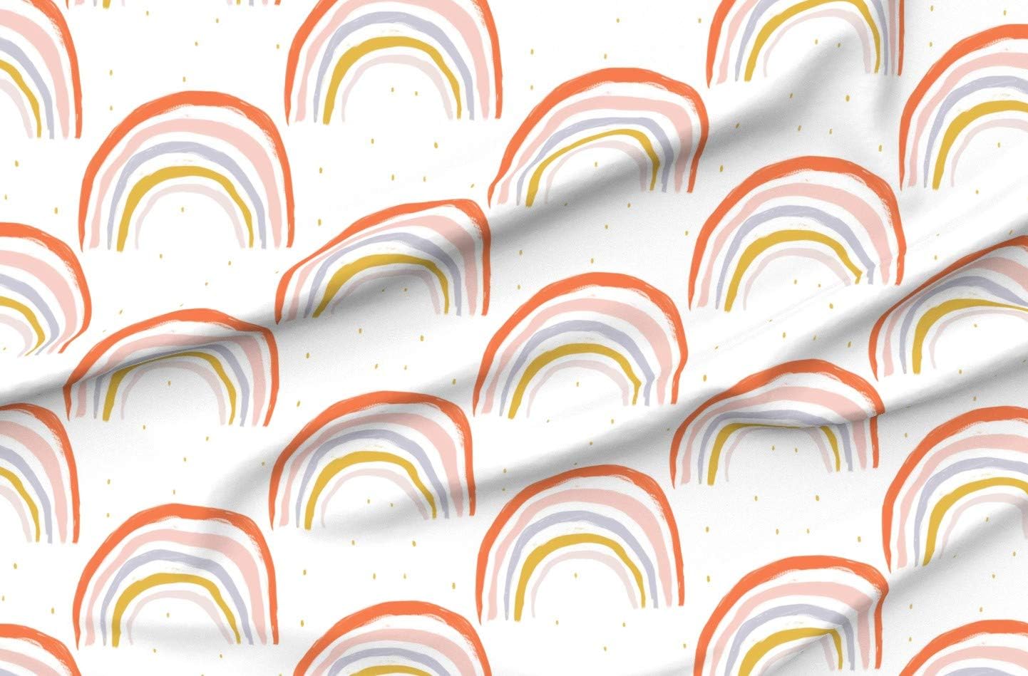 Spoonflower Fabric - Day Rainbows Drawing Painting Rainbow Spring Rain Kids Printed on Petal Signature Cotton Fabric Fat Quarter - Sewing Quilting Apparel Crafts Decor