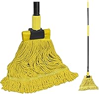 Vista 1 de JEHONN Trapeador comercial industrial resistente con mango de 57.5 pulgadas de largo, trapeador profesional de algodón húmedo seco para limpiar