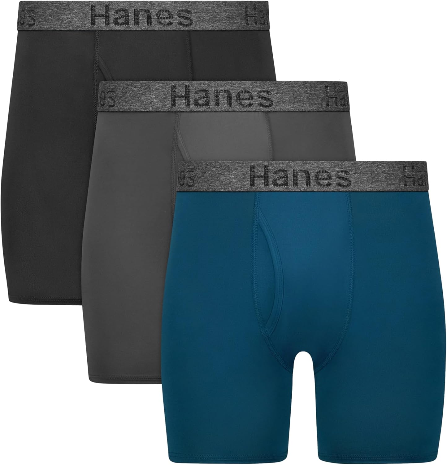 Hanes mens Stay Dry Pouch Boxer Briefs, Performance Stretch Boxer Brief With Leak Protection, 3-pack