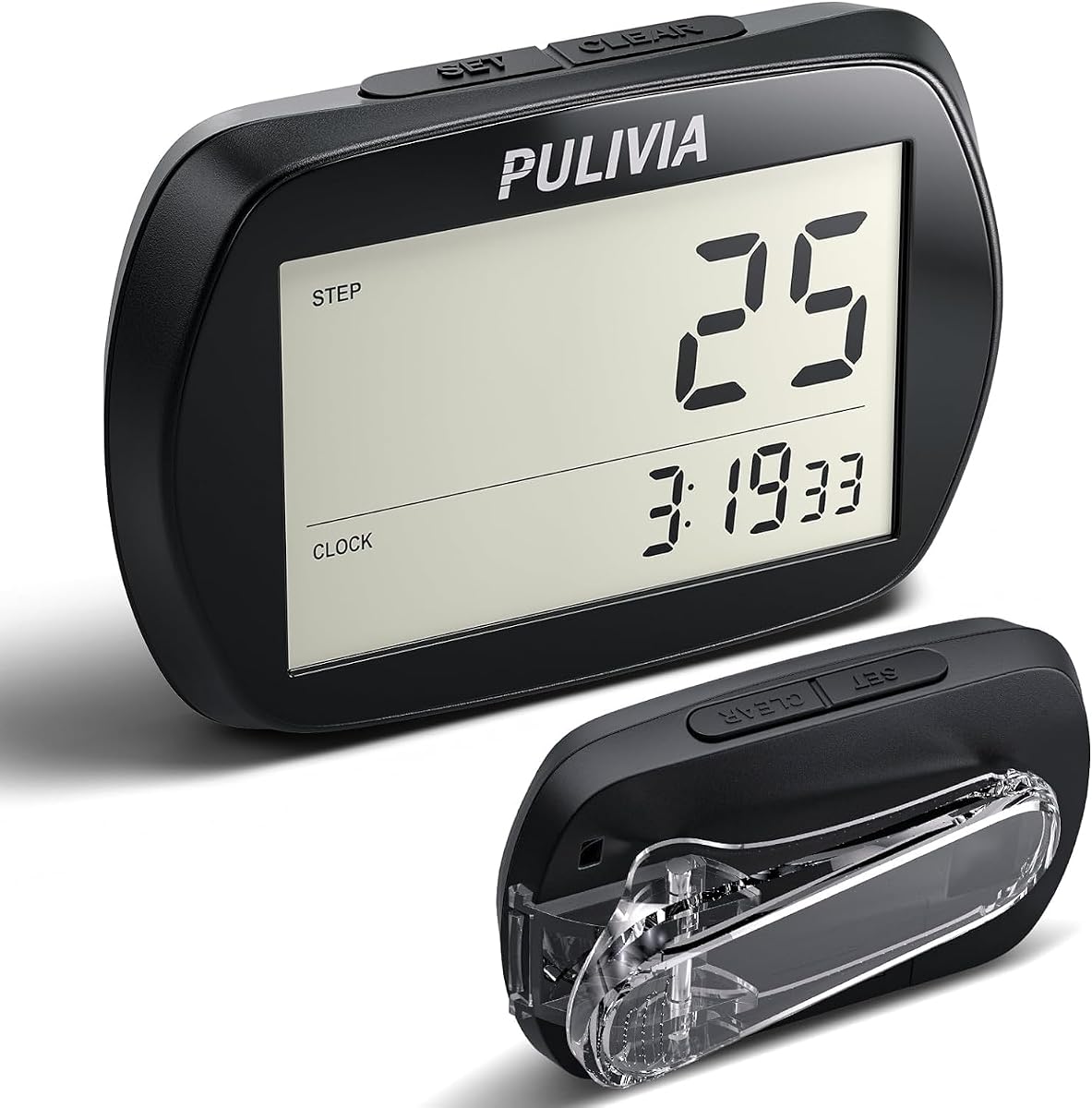 Pedometer for Walking 3D Step Counter with Clock, Accurate Steps Tracker Portable Pedometer with Clip, Simple Walking Step Counter