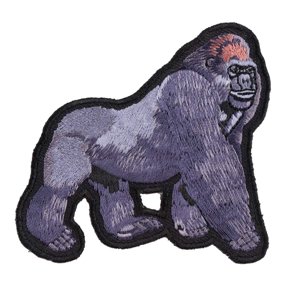 PatchStop Walking Silverback Gorilla Patch, Wild Animal Patches, Grey Subdued, S