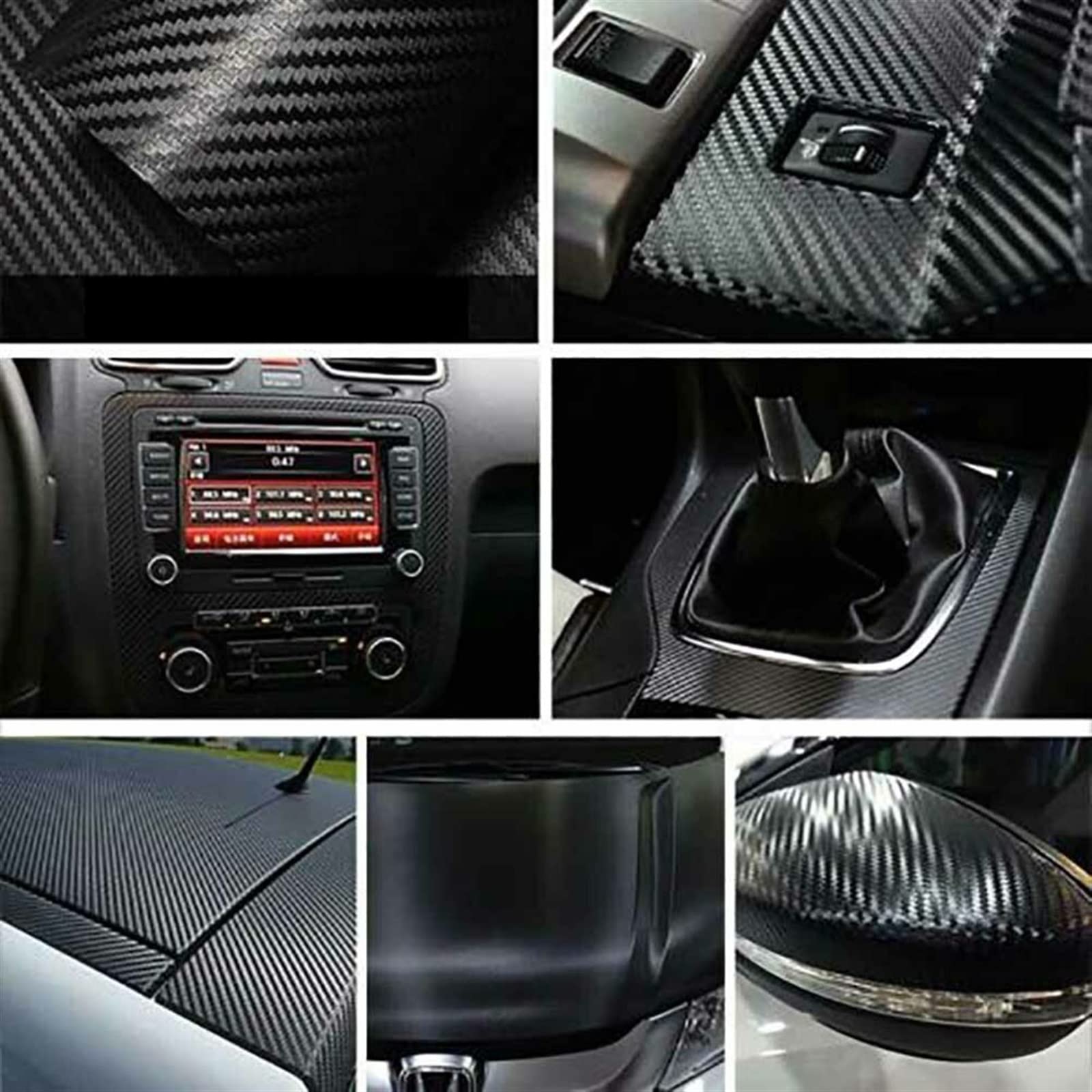 SLIMES Garniture D'autocollant Intérieur De Voiture pour BMW Série 5 E60 2006 2010 Console Centrale Élégante Décorative 3D en Fiber De Carbone Brillante