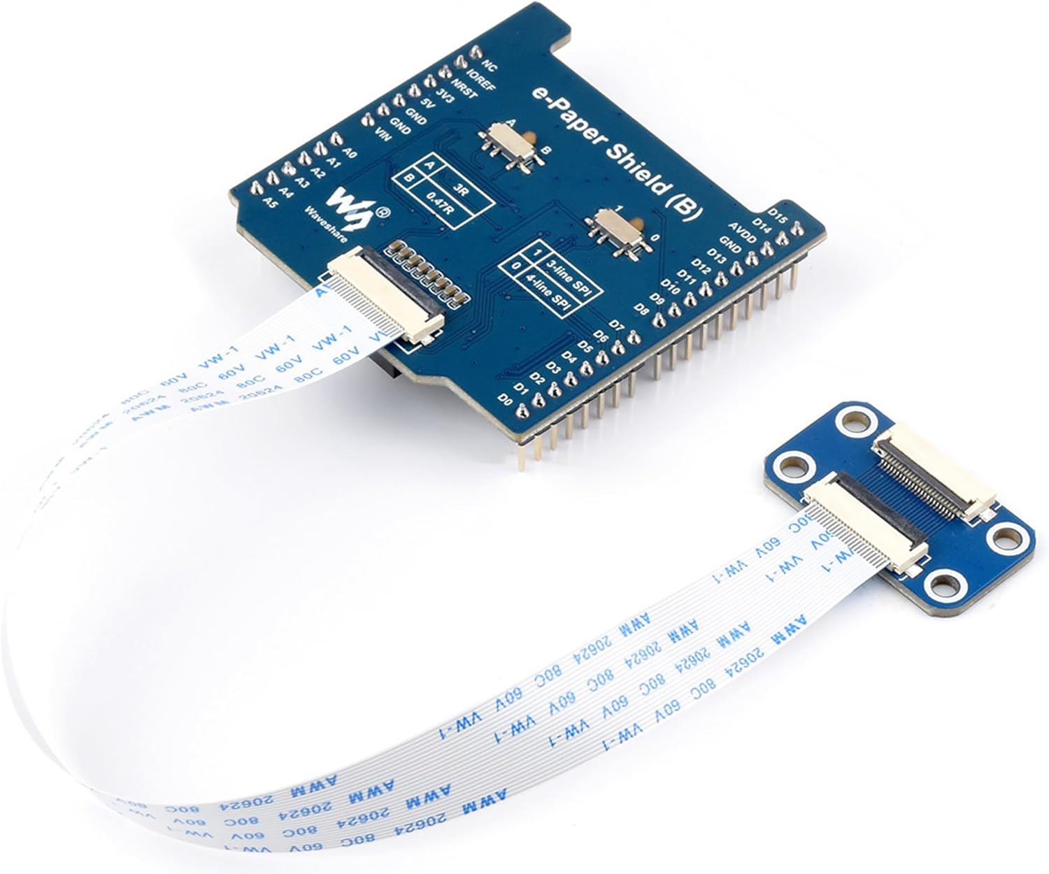 waveshare ユニバーサル電子ペーパー生パネルドライバーシールドArduinoなどと互換性があり、オンボードMX25R6435  Waveshare Universal E-Paper Raw Panel Driver Shield (B) für NUCLEO /  Arduino, MX25R6435F Flash Chip, Externer RAM - RobotShop