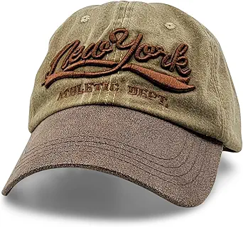 NY Hat for Men - New York Style Baseball Cap, Low Profile, Distressed Vintage Washed Cotton Dad Hat