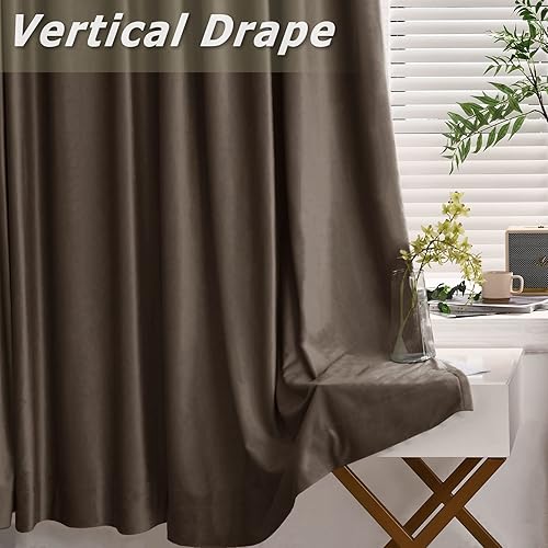 Miniatura 2 de Frelement Cortinas plisadas de terciopelo para dormitorio, puerta corrediza de vidrio, tratamiento de ventana, con aislamiento térmico, cortinas de