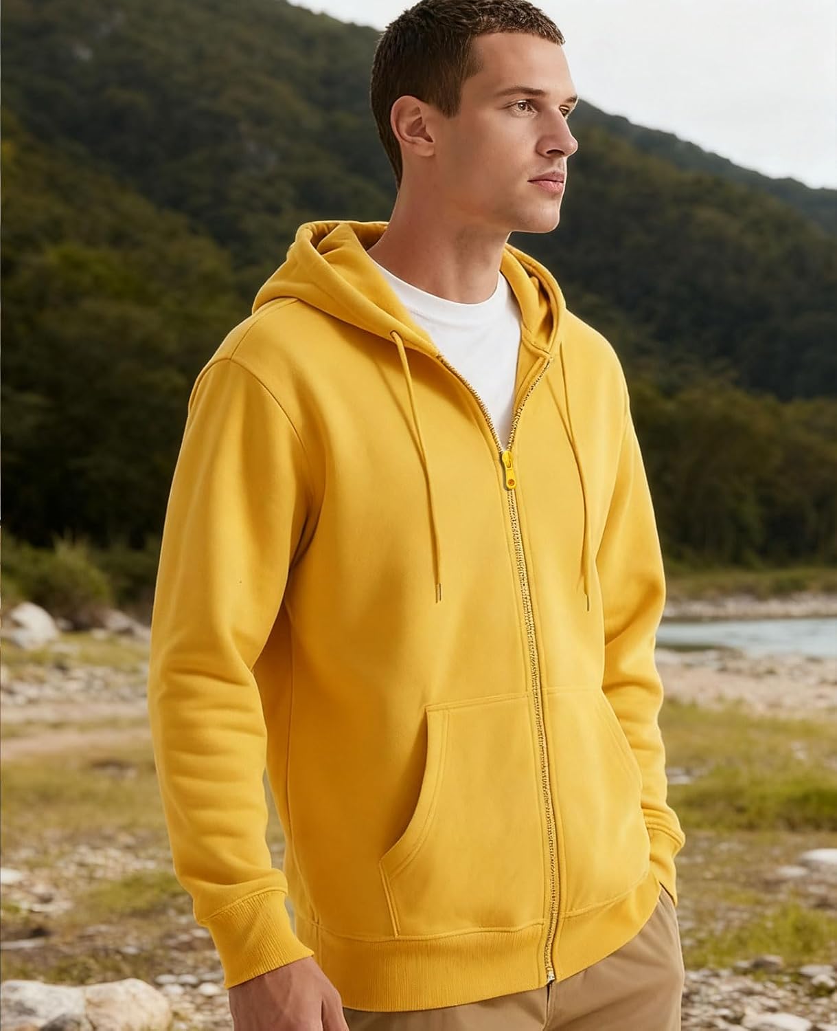 Mens Zip up Hoodie Full Zip Fleece Lined Pullover Hooded Sweatshirt Long Sleeve Sports Hooded Jacket with Pocket - Image 3