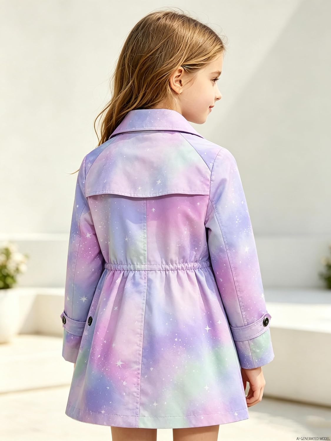 Betusline Girl's Hooded Rain Jackets Waterproof Trench Coat Windbreaker