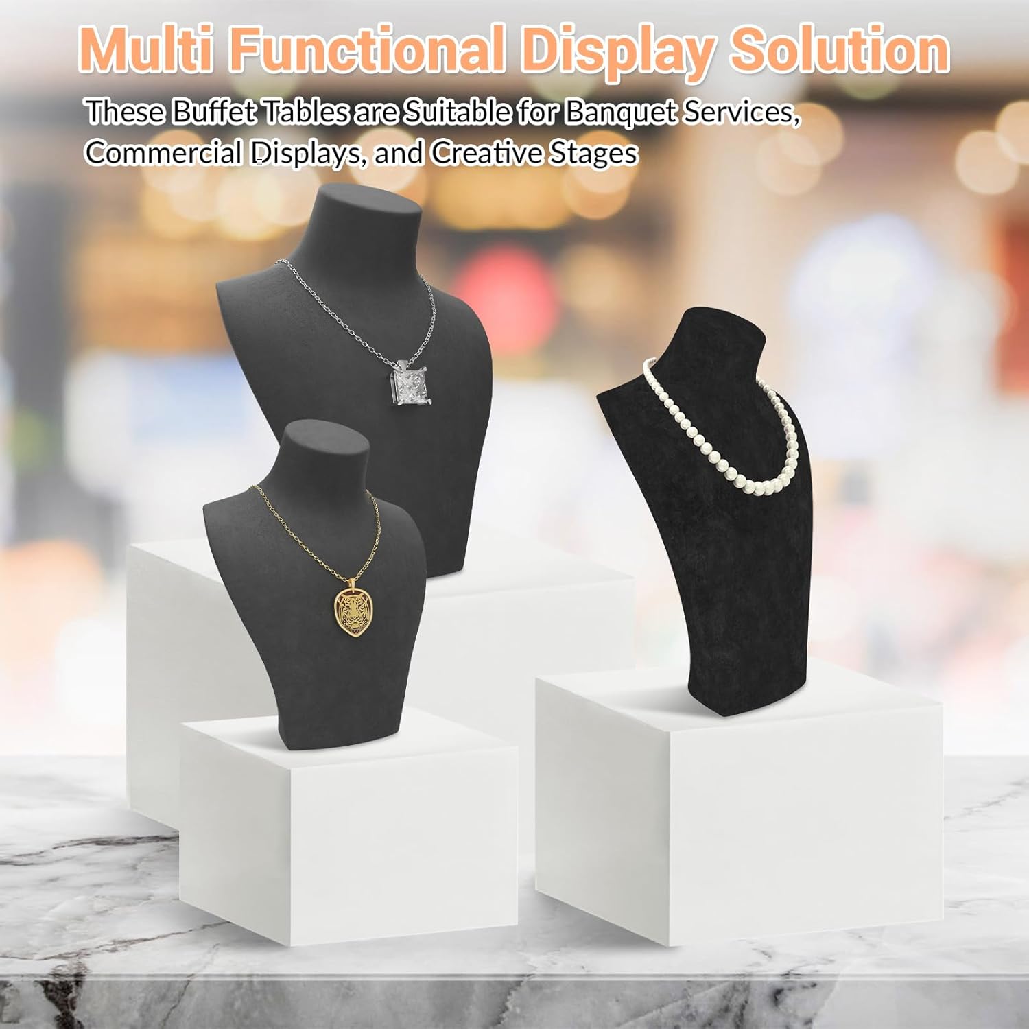 Garvee 6 Piece Buffet Risers Display Stand for Party, White Acrylic Cube Food Riser with Hollow Bottom, Cupcake Dessert Stand Nesting Storage Box for Catering, Jewelry & Collectibles