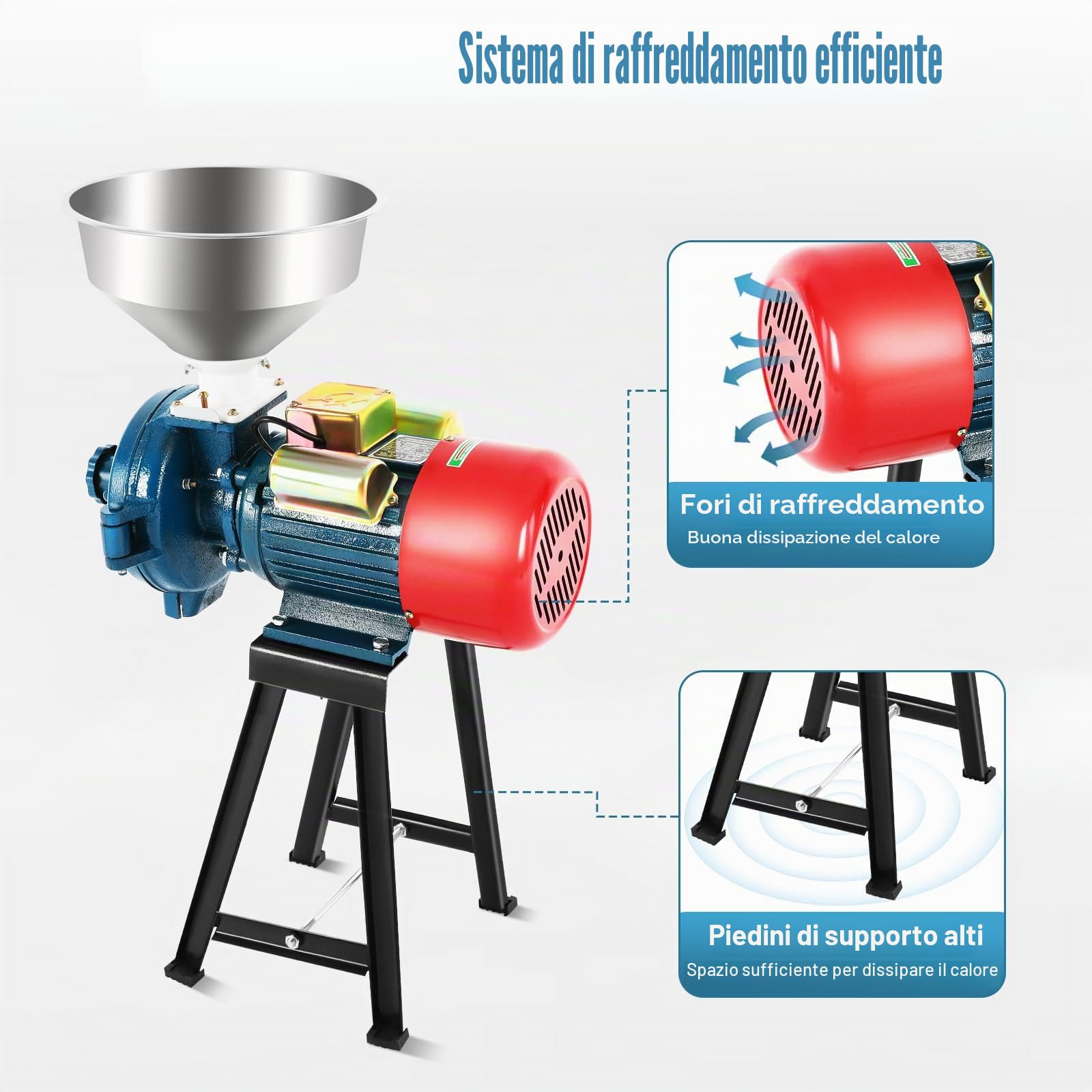Mulino Elettrico per Cereali, Macina Spezie Commerciale 2200W, Macchina per Polverizzazione in Acciaio Inossidabile Per Grano, Spezie
