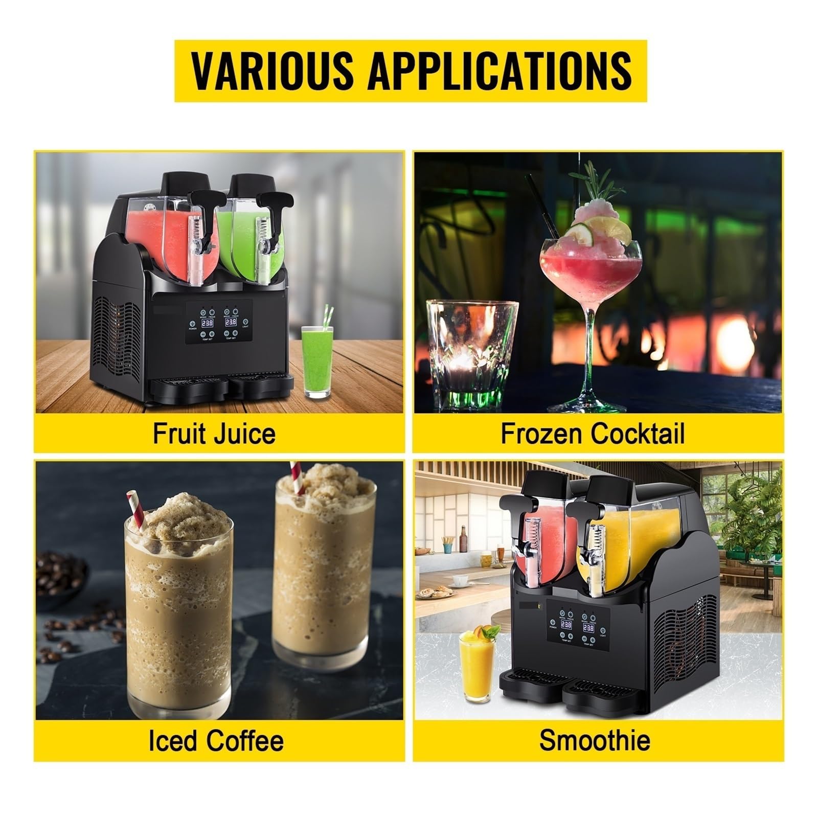 Komercyjna maszyna do slushy 2x2,5 l Domowa Mrożony napój Dystrybutor napojów Lodowaty sok Sprzęt robienia smoothie Do użytku DIY