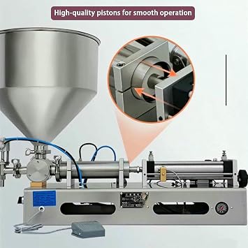 Liquid Paste Filling Machine, Horizontal Pneumatic Stainless Steel Bottle Filler Machine, Adjustable Single Heads Filler Machine, for Cosmetic Oil, Lip Gloss, Honey, Cream~/