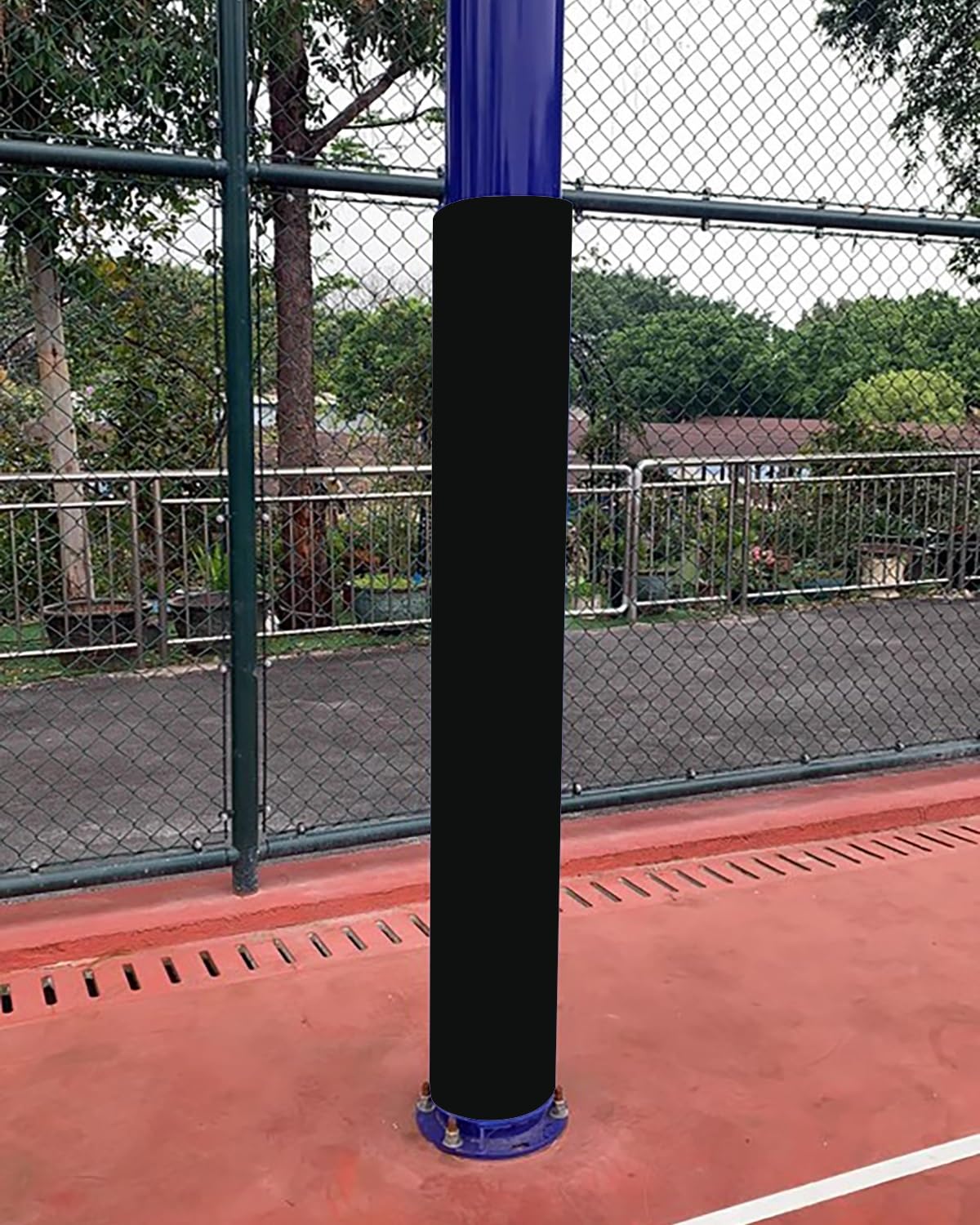 Elitix Wrap Around Basketball Pole Pad with Velcro Straps, Awning Poles Protective Padded for Garage Gym Playground Collision, Portable Round Pole Padding(Black,Dia 14cm(140mm))