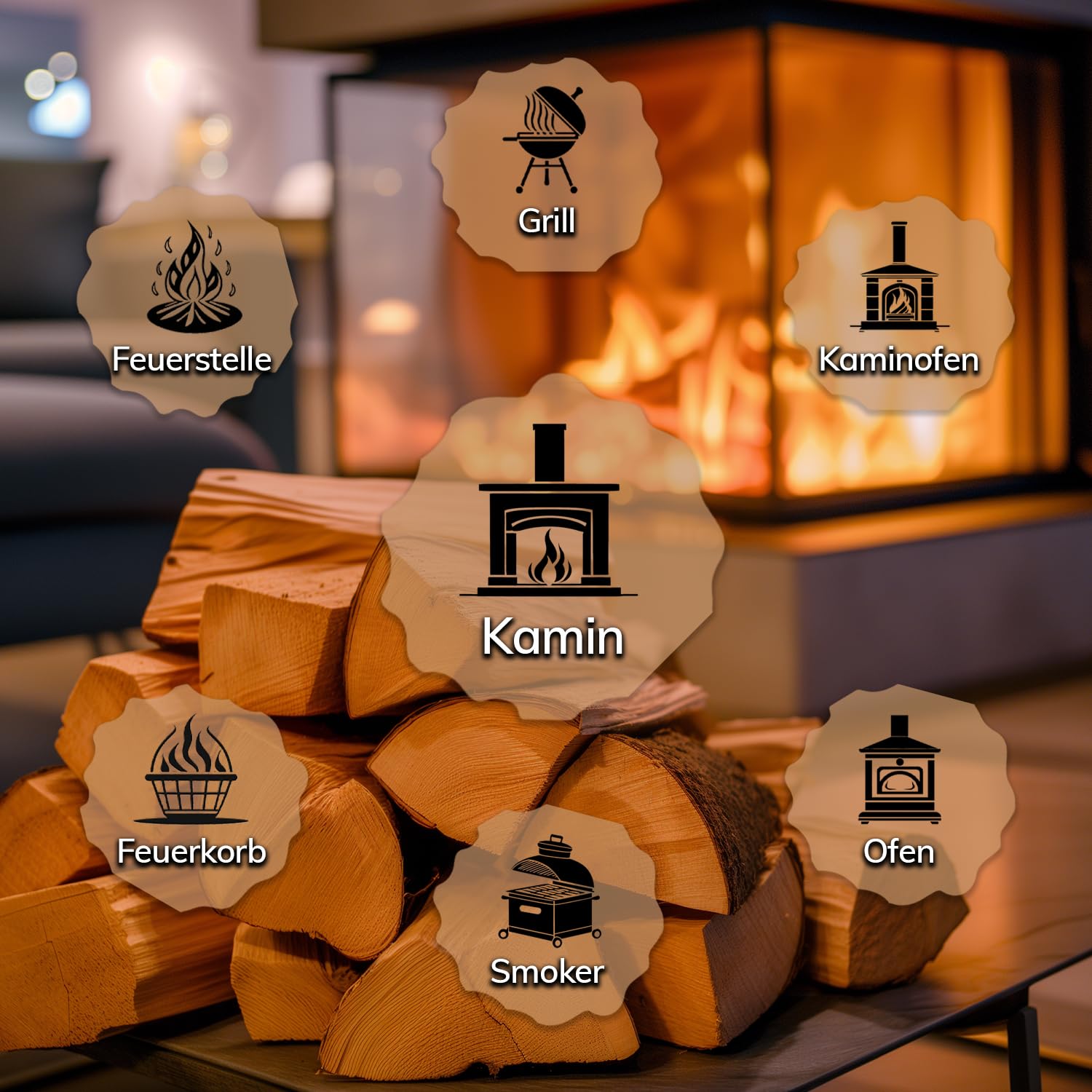 Landree Kaminholz Buche 20 kg für Kamin, Kaminofen, Lagerfeuer, Feuerschale und Ofen, 20-25 cm Scheitlänge, kammergetrocknet, Holz, Brennholz, Wood vom Familien-Holzhof aus Schleswig Holstein