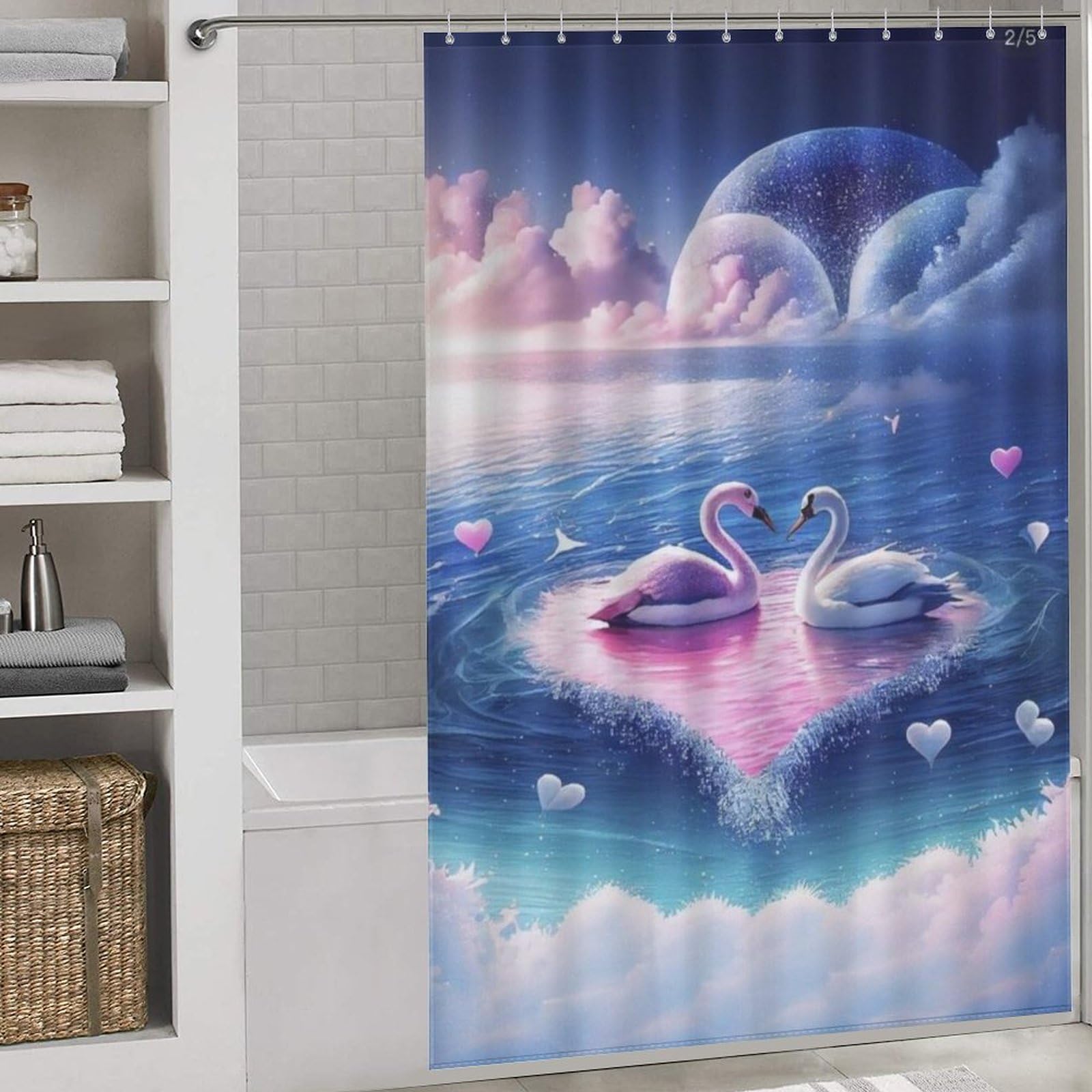 Rideau de douche cygne rideau de baignoire imperméable lavable 152x183cm