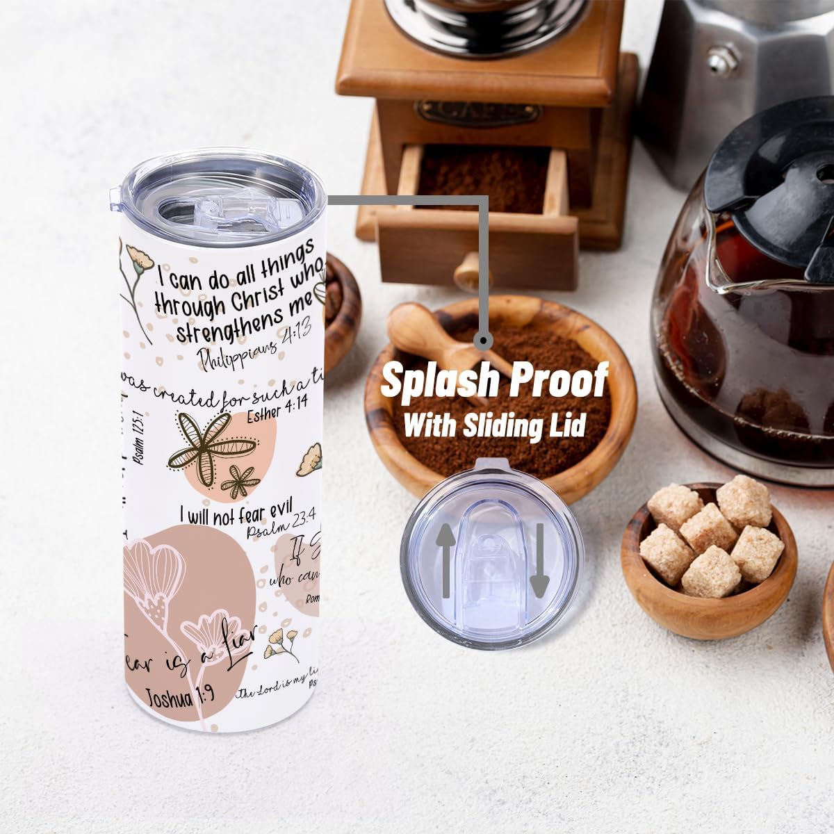 Christian Gifts for Women, Inspirational Stainless Steel Straight 20 Oz Tumbler, Bible Verse Gifts Water Bottle, Religious Gifts for Women Sister Bestie, Christmas Skinny Coffee Mug Insulated Cup - Image 2