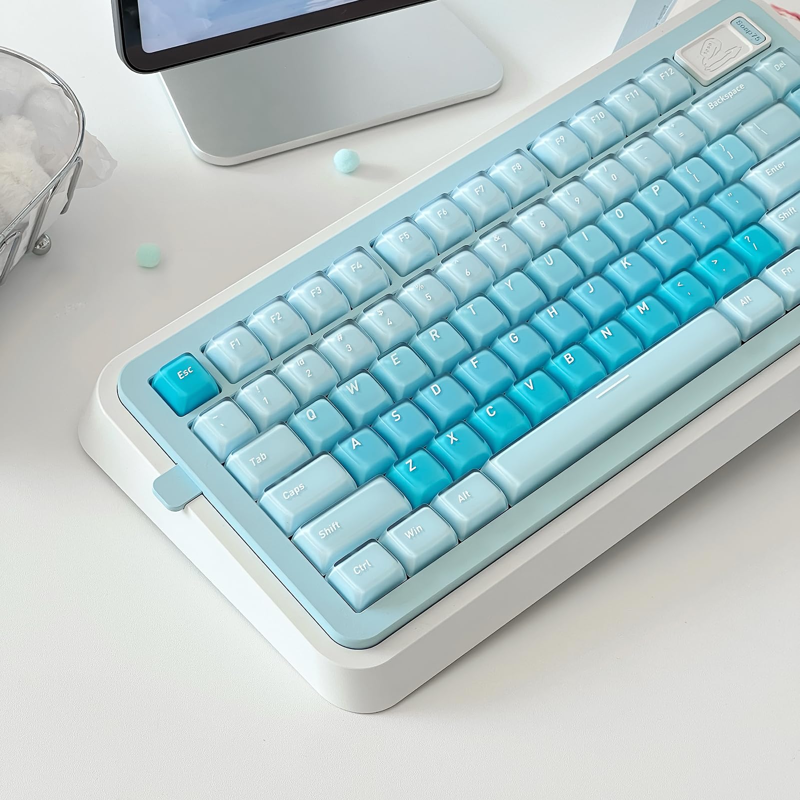 Sumgsn Lot de 136 touches PBT Doubleshot Bleu Jelly