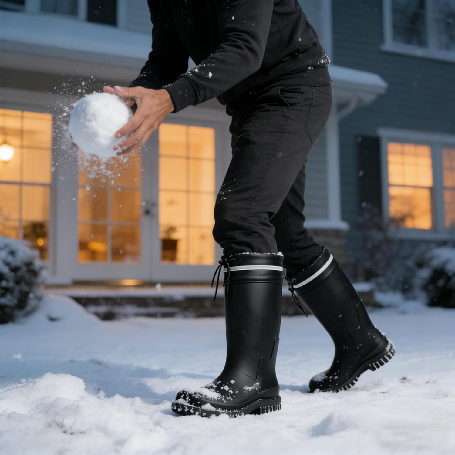 Rain Boots for Men Knee High Waterproof Garden Boots Mens Rubber Shoes with PVC Comfort Lightweight Work Mud Boots Resistant Durable Slip for Gardening Fishing Farming