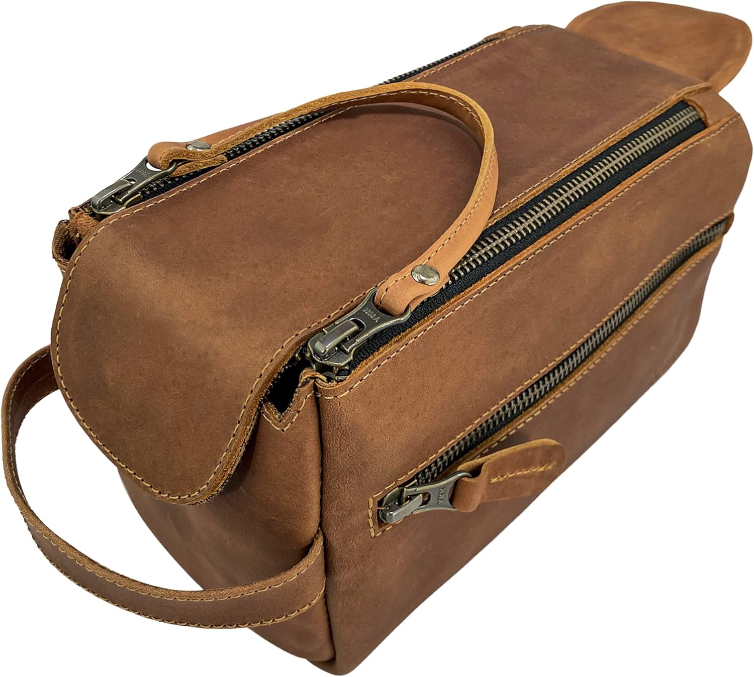 Necessaire De Toilette De Voyage En Cuir Vegan - Taille Moyenne, Noir, Idéal Pour Homme, Sac De Rangement
