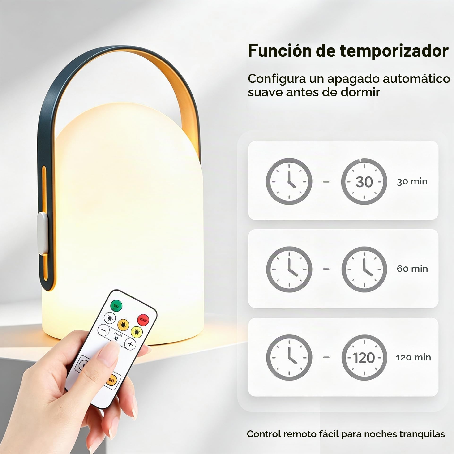 TRIROCKS Lámpara de Mesa Portátil sin Cable, Lámpara LED Recargable 3 Niveles de Intensidad, Luz Nocturna con Control USB para Camping, Hogar y Exterior
