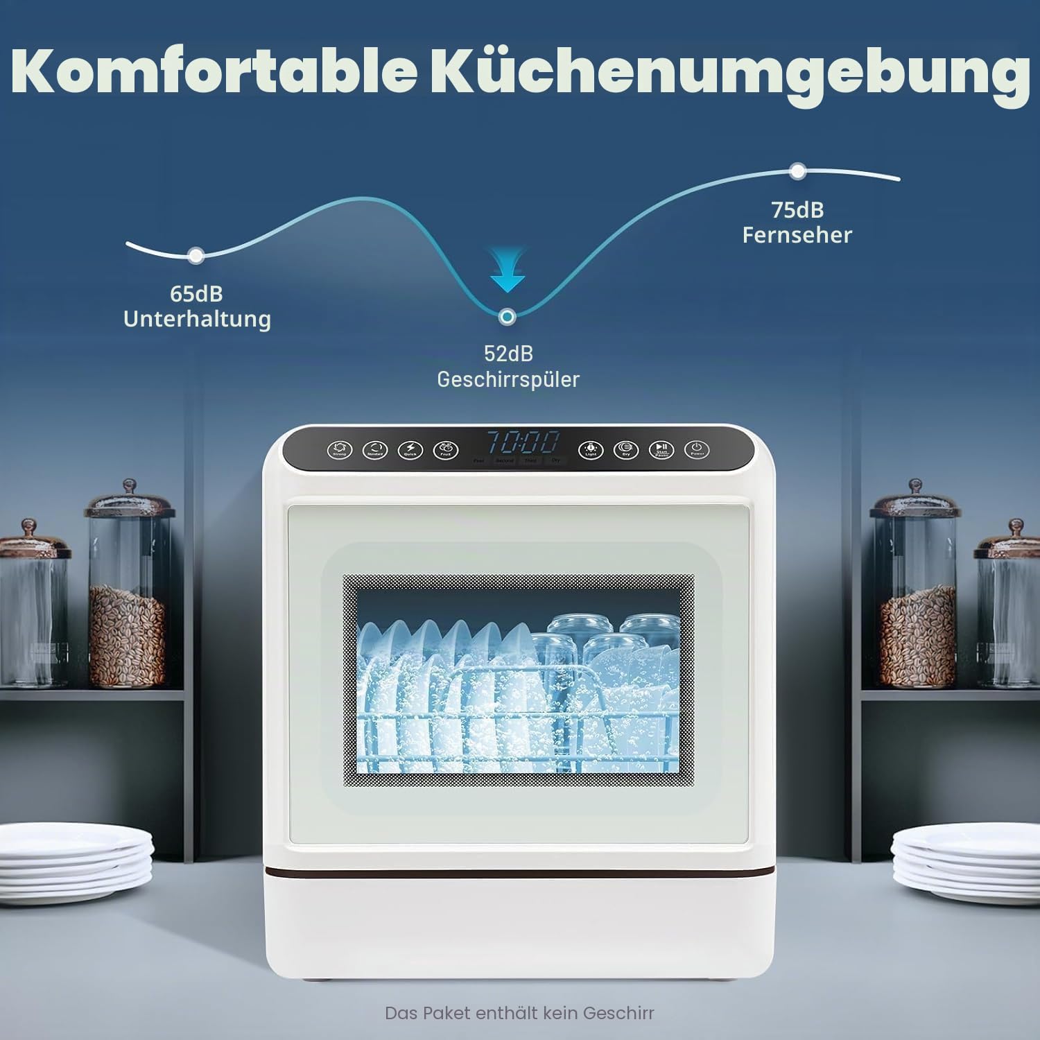 tischgeschirrspüler mit wassertank | 1100W | 41x46x46cm | 6L Wassertank