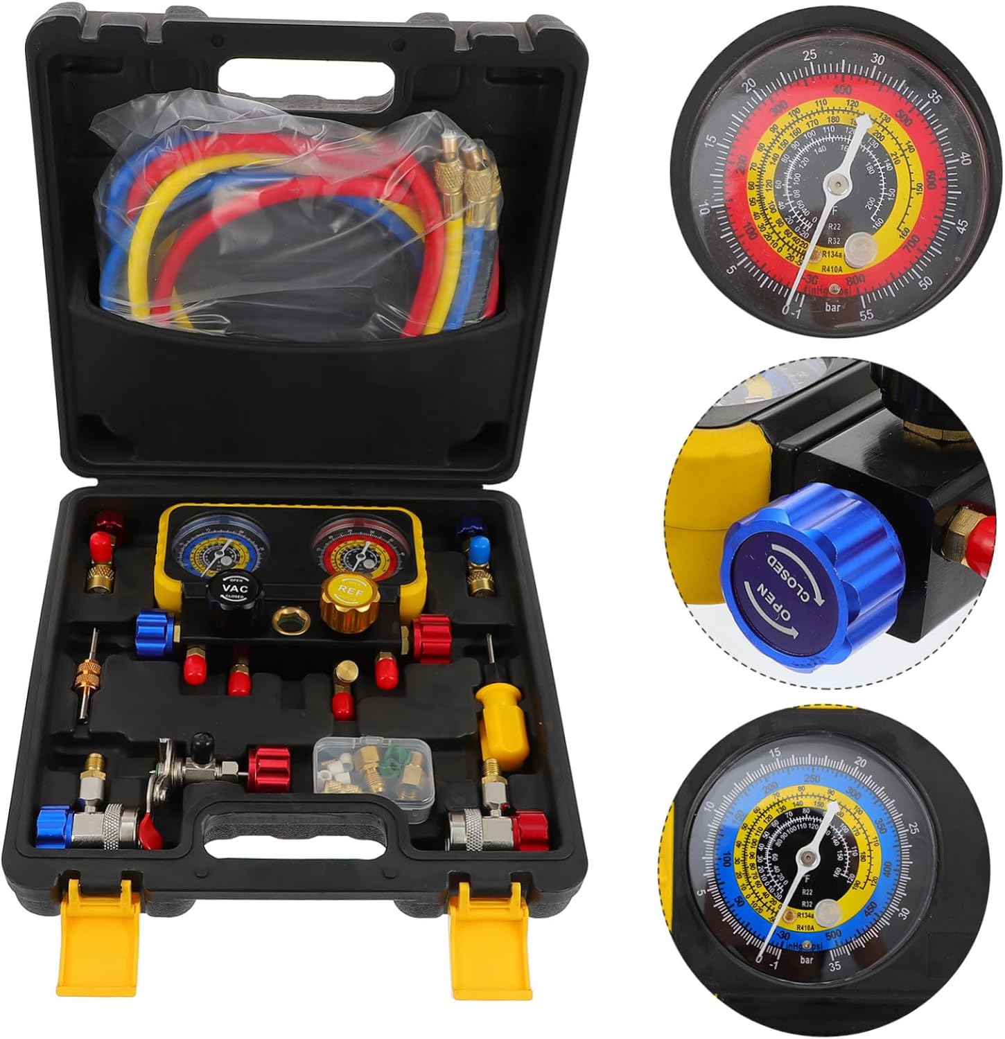 Manifold Service Set for Refrigerant Charging Ac Gauge Set CPS Gauges Professional Auto Mechanics Tool Random Color
