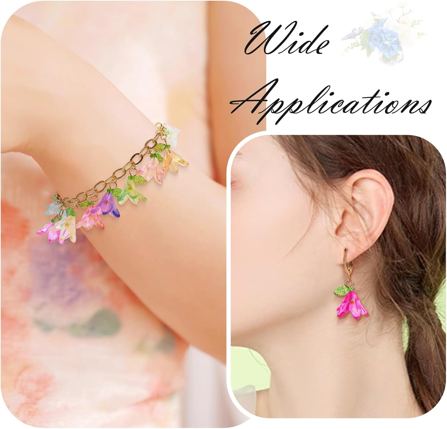 Pandahall Acrylic Flower Charms Floral Leaf Charms Transparent Lily Floral Dangle Charms Crystal Floral Earring Charms for DIY Jewelry Making - Image 4