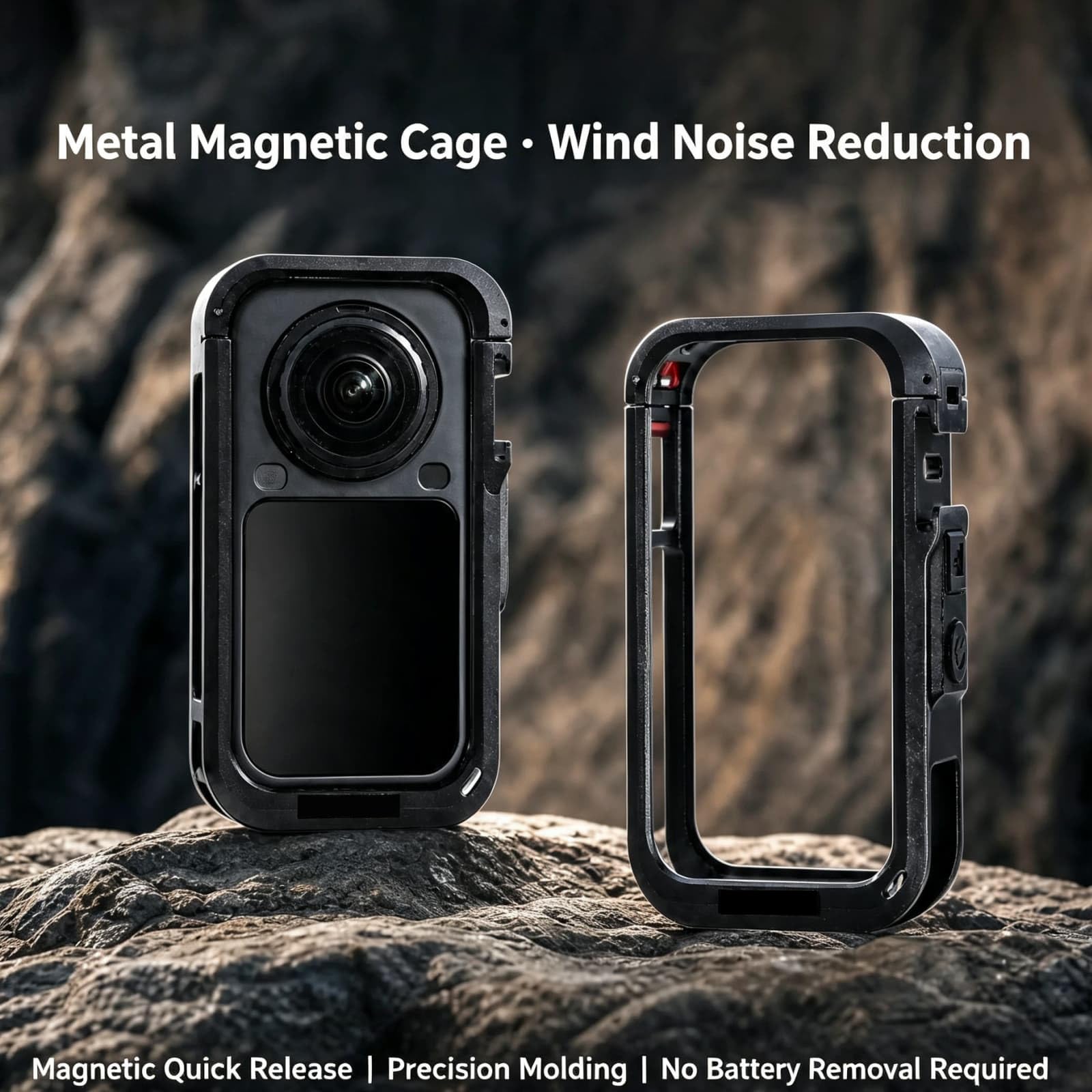 Zestaw metalowych klatek kompatybilny z Insta360 X6, rama ze stopu aluminium z magnetycznym szybkim zapięciem, mini statyw i torba do przechowywania do vlogowania