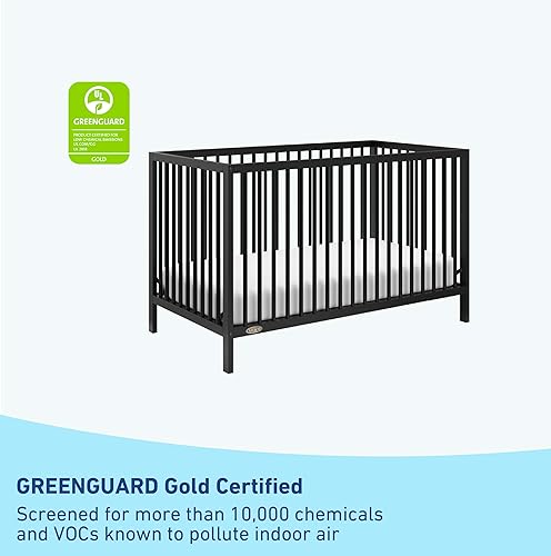 Miniatura 24 de Graco Teddi Mini cuna convertible 4 en 1 con colchón resistente al agua (blanco/madera flotante), certificado GREENGUARD Gold, colchón de 2.75