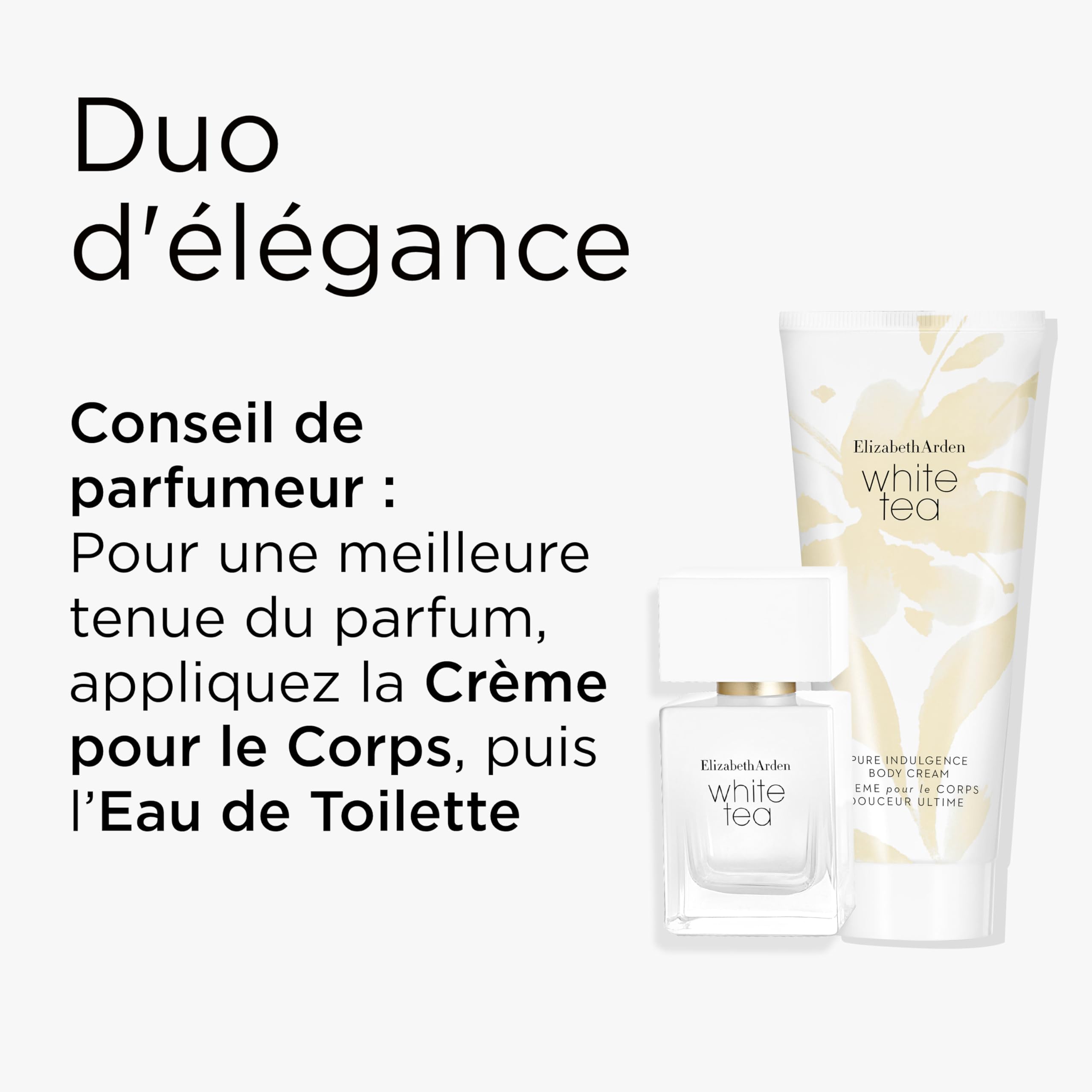 Elizabeth Arden - Coffret White Tea 2 Pièces - Parfum Femme Floral Boisé Musqué - Eau de Toilette et Crème Corps Hydratante au Beurre de Karité - Senteur Durable pour une Peau Douce