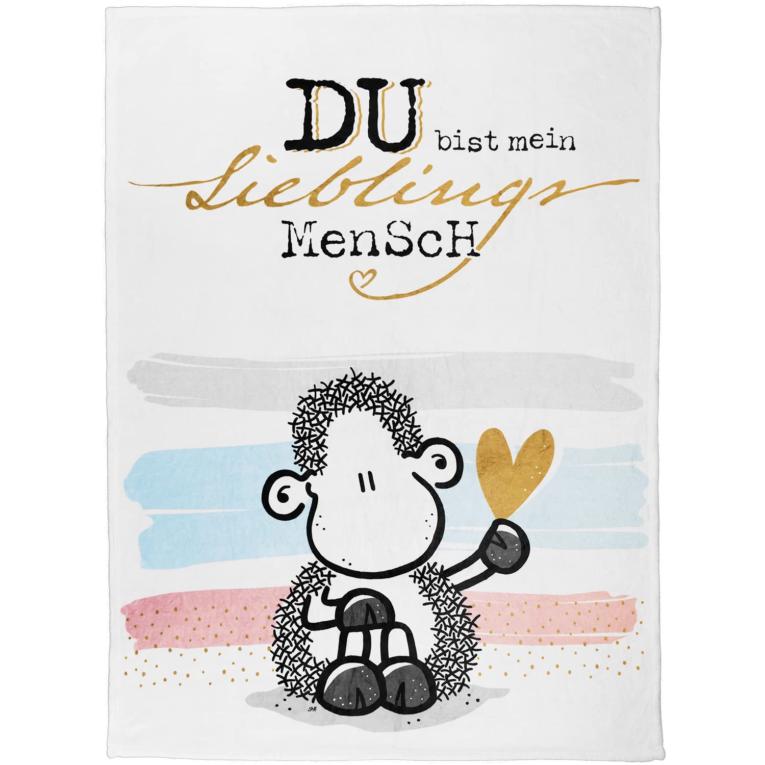 Sheepworld Fleece-Decke Motiv »Du bist Mein Lieblingsmensch« | Flauschdecke, Polyester, 130 x 180 cm, Motivdruck | Geschenkidee | L7005