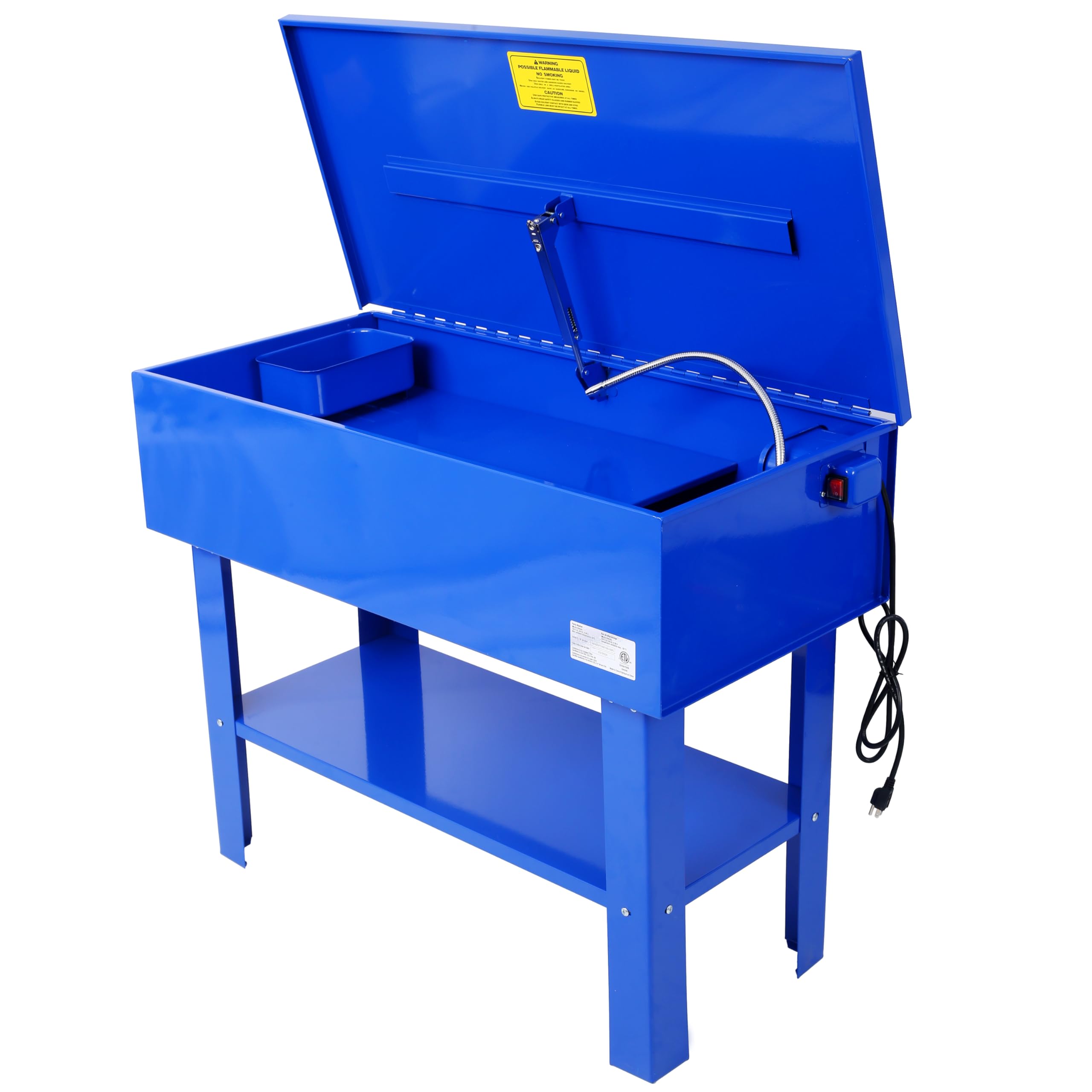 40 Gallon Parts Washer 24 Gallon Solvent Capacity 5 Gallon Per Minute Max Pump Output Heavy Duty Steel Powder Coated Blue