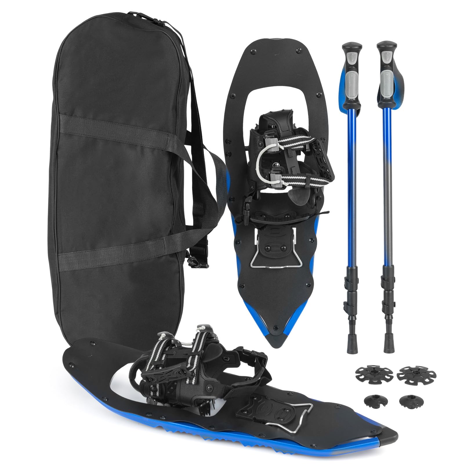 COSTWAY Schneeschuhe mit Steighilfe, Schuhgröße 35-45 bis 68/90kg, leichtes Schneeschuh-Set aus Alu mit Trekkingstöcke & Tragetasche für Herren, Damen & Jugendliche