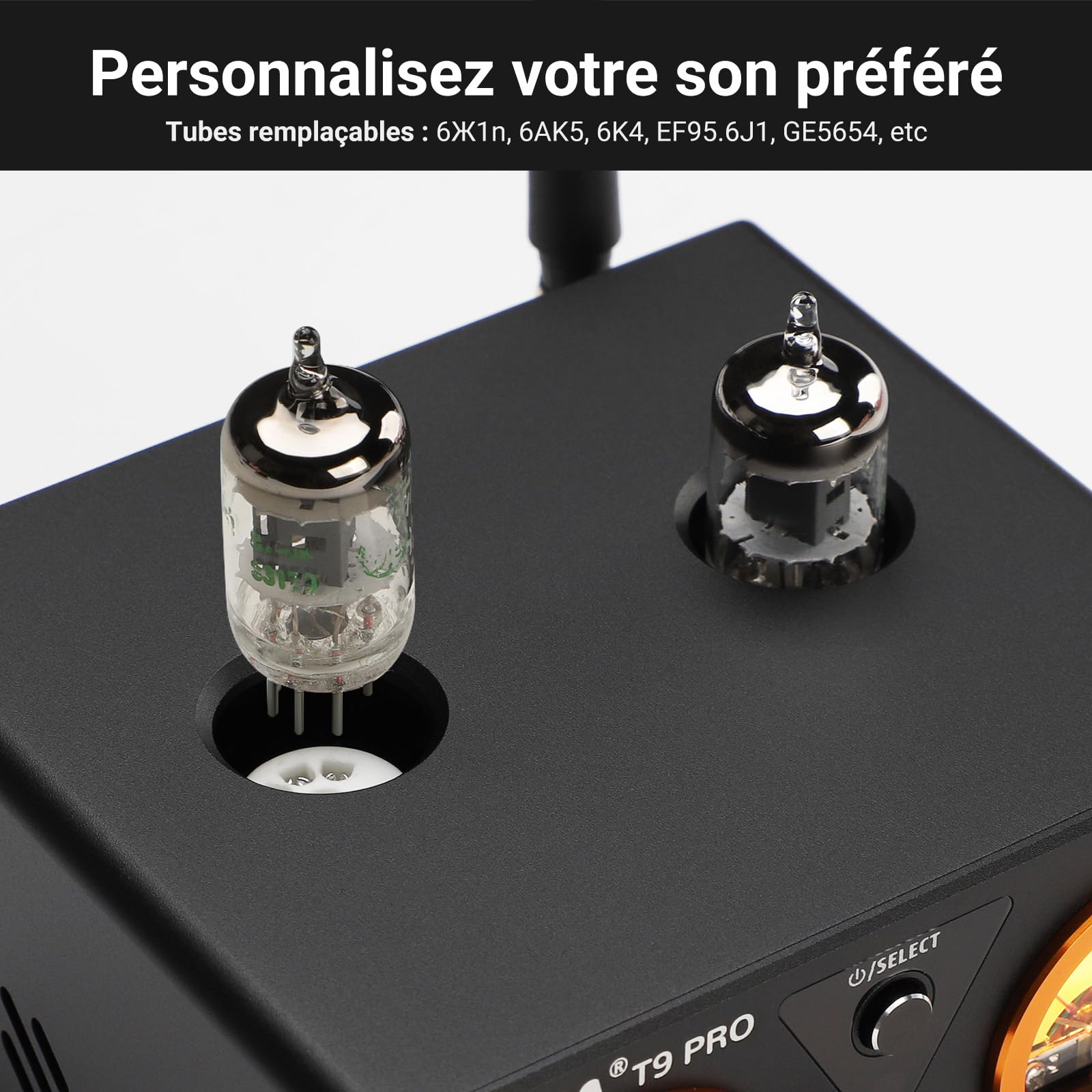 Amplificateur stéréo DAC Bluetooth à Tube 2.1 AIYIMA T9PRO 200W TPA3250 | Ampli HiFi de Classe D avec ES9018K2M,QCC3040 aptX,VU-Mètre et affichage Numérique,Télécommande,Aigus/Graves,Sortie AUX