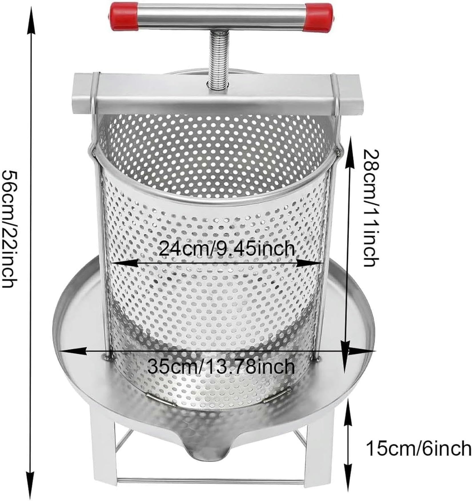 Extractor de miel de 12 l, prensador de cera de abejas, extractor de miel manual para el hogar, máquina de apicultura, extractor de jugo de uva y fruta, equipo para hacer vino para granjas domésticas